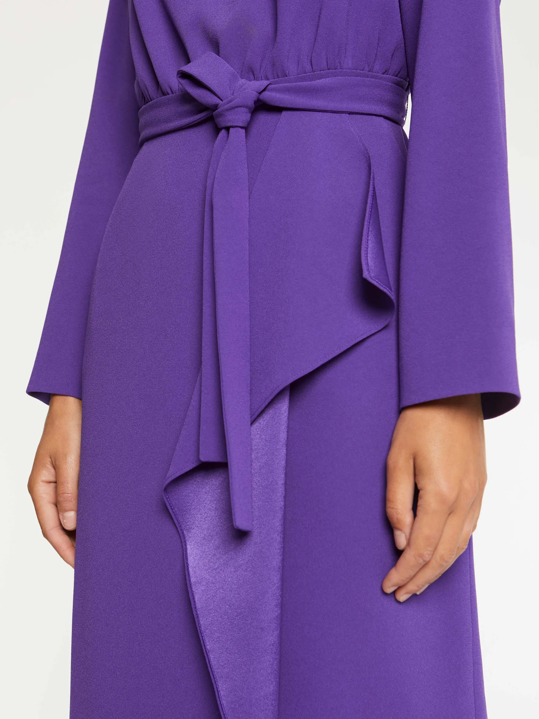 Women Paule Ka Dresses>Belted Satin-Back Crepe Midi Dress