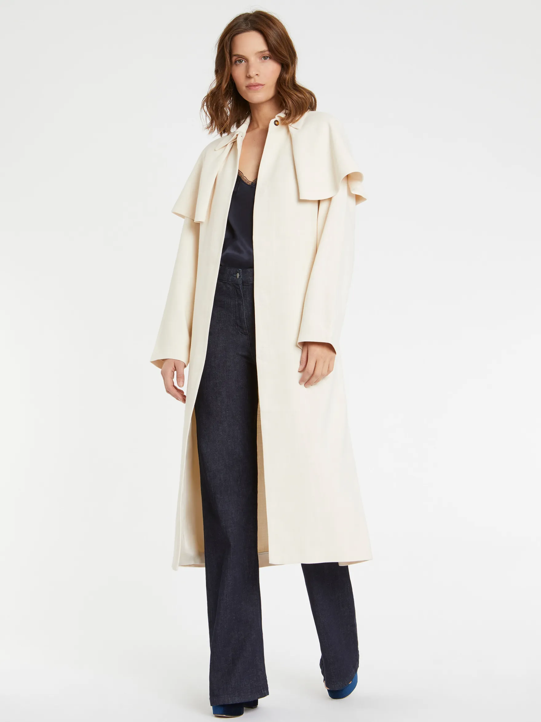 Women Paule Ka Coats>Belted Viscose Coat With Flaps