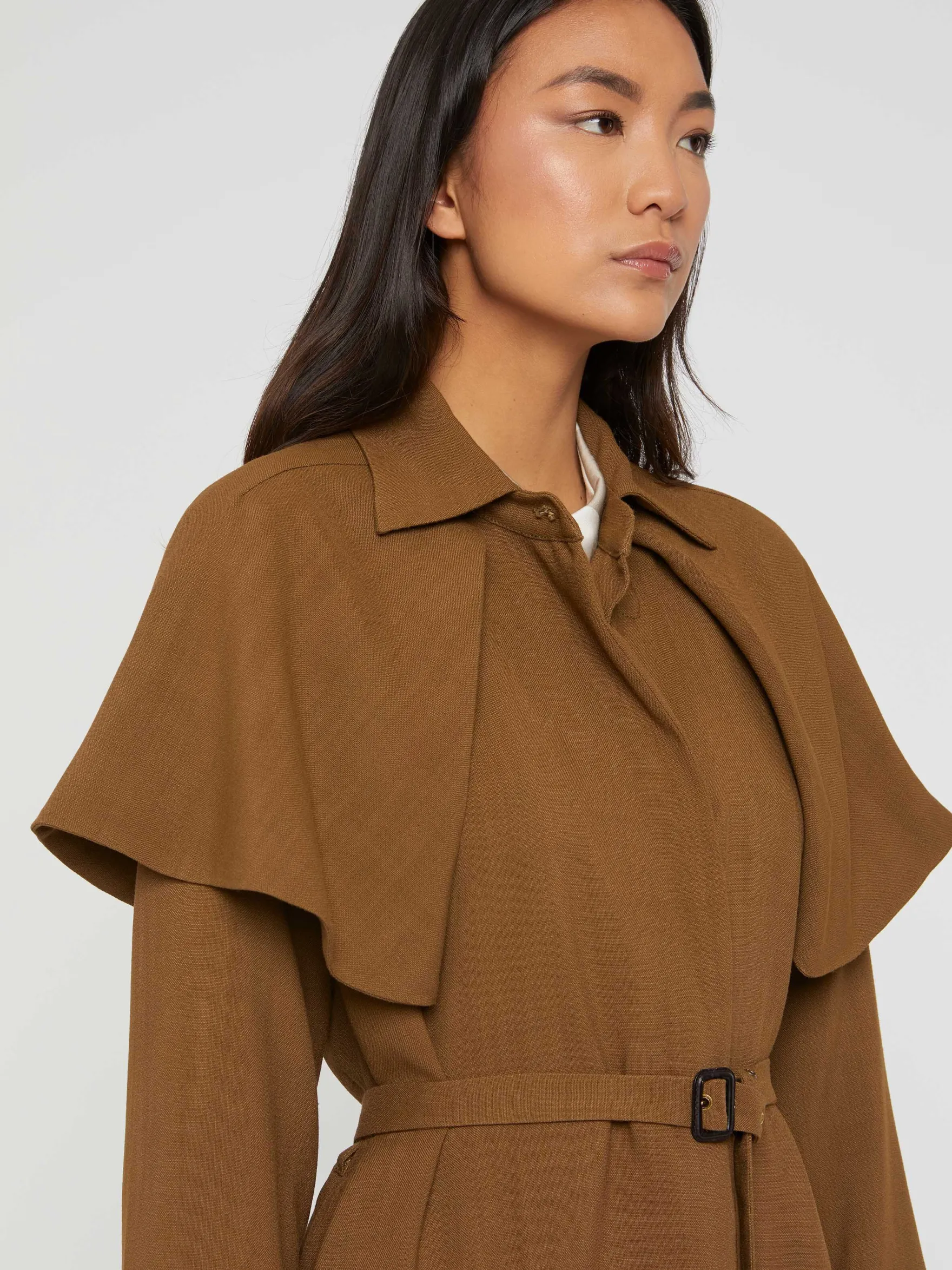 Women Paule Ka Coats>Belted Viscose Coat With Flaps