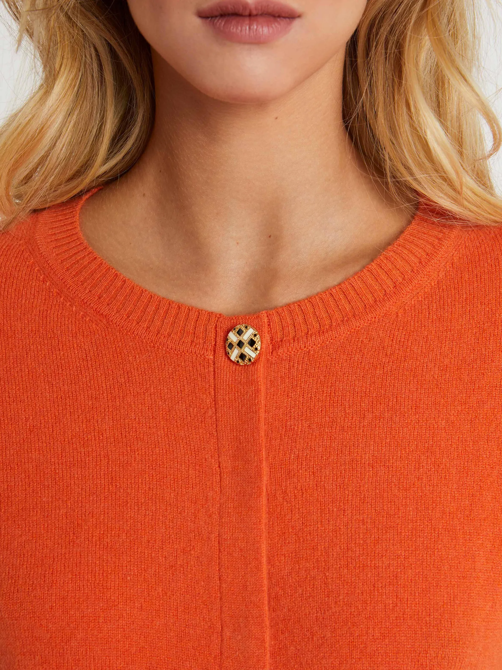 Women Paule Ka Knitwear>Cashmere Cardigan With Ornate Button