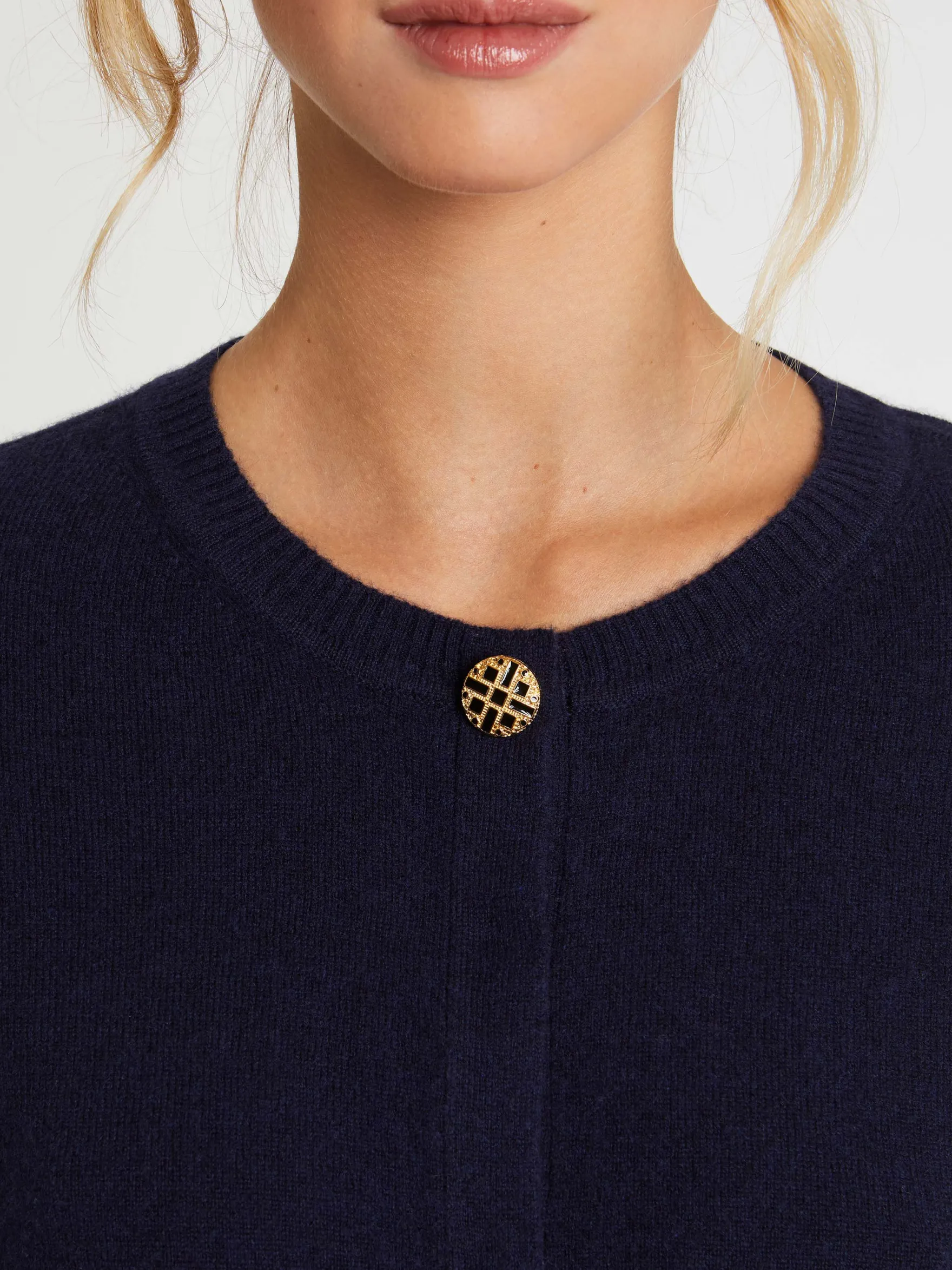 Women Paule Ka Knitwear>Cashmere Cardigan With Ornate Button