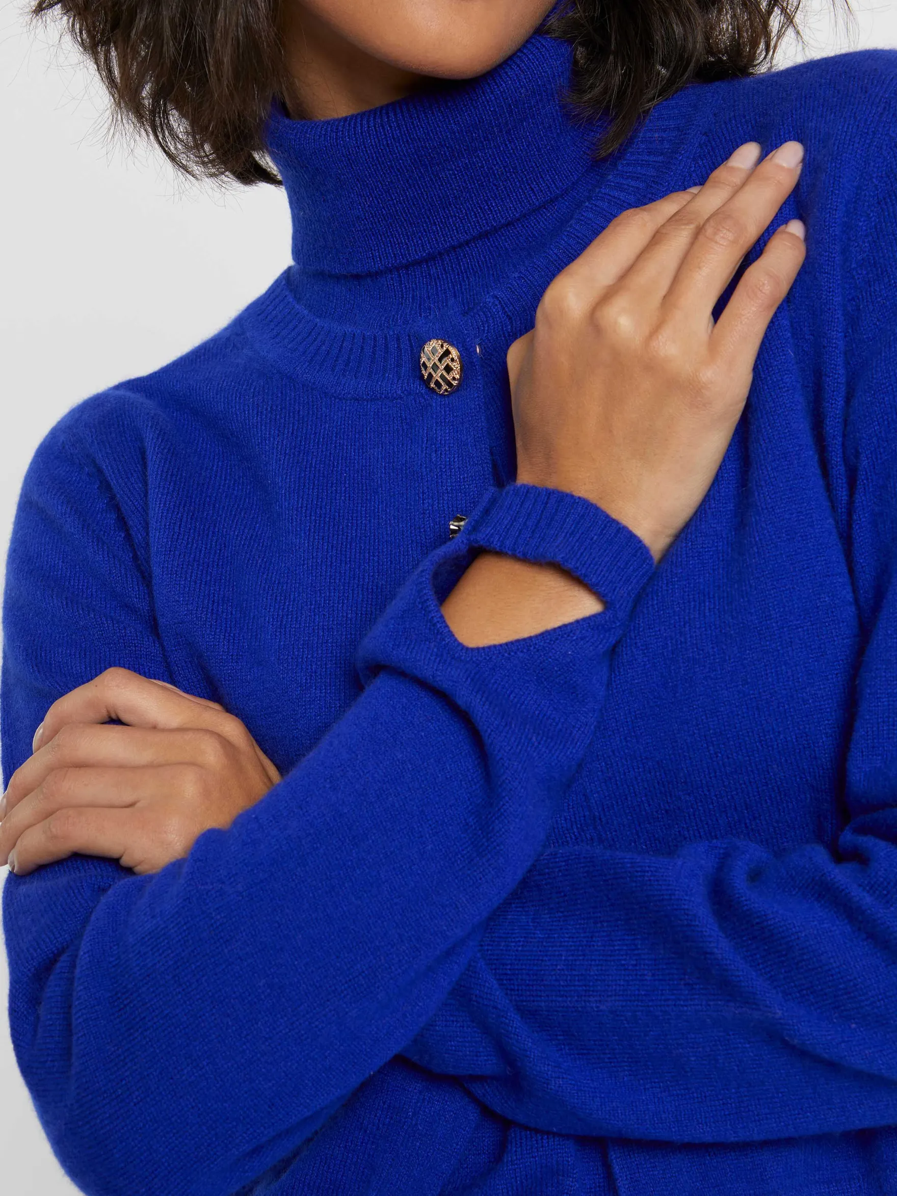 Women Paule Ka Knitwear>Cashmere Cardigan With Ornate Button