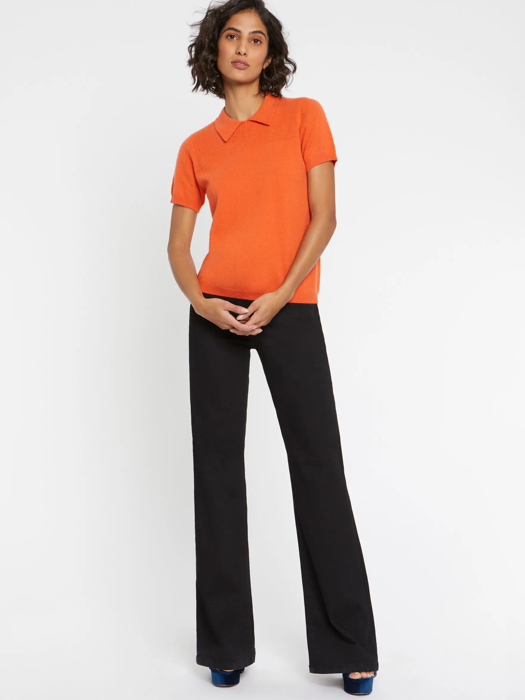 Women Paule Ka Knitwear>Cashmere Short-Sleeve Polo Sweater