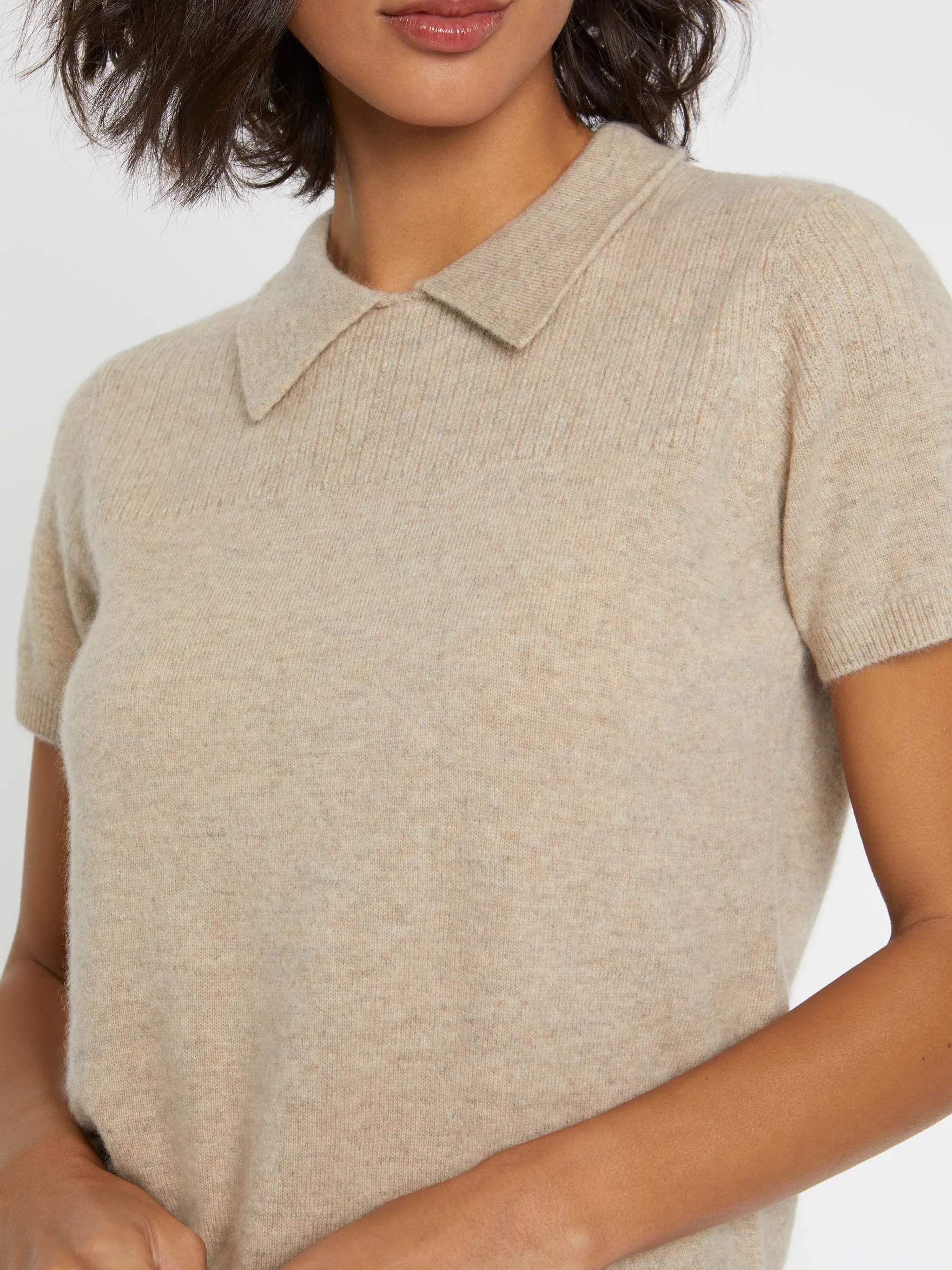 Women Paule Ka Knitwear>Cashmere Short-Sleeve Polo Sweater