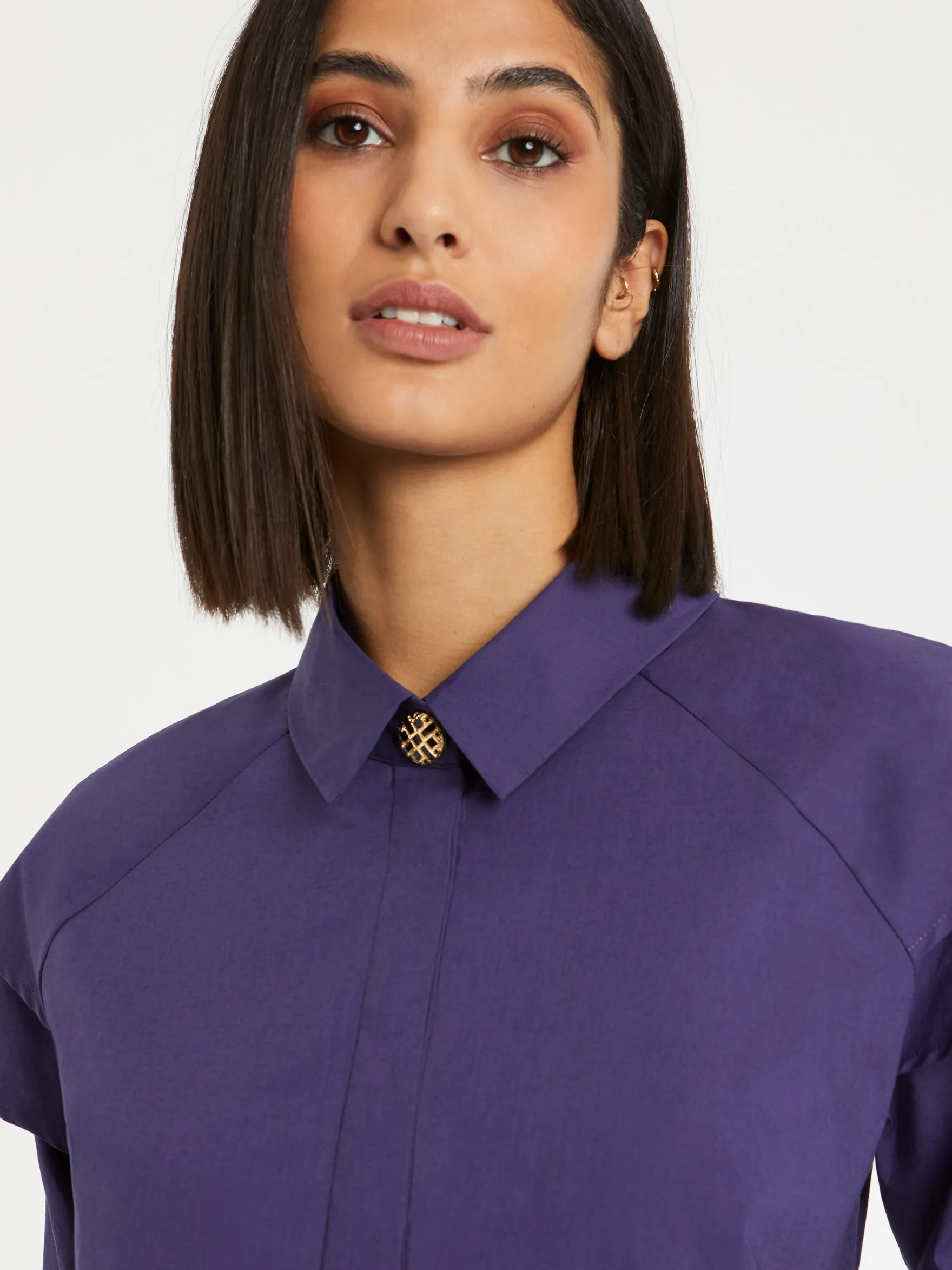 Women Paule Ka Tops>Cotton-Poplin Blouse With Ruffled Shoulders