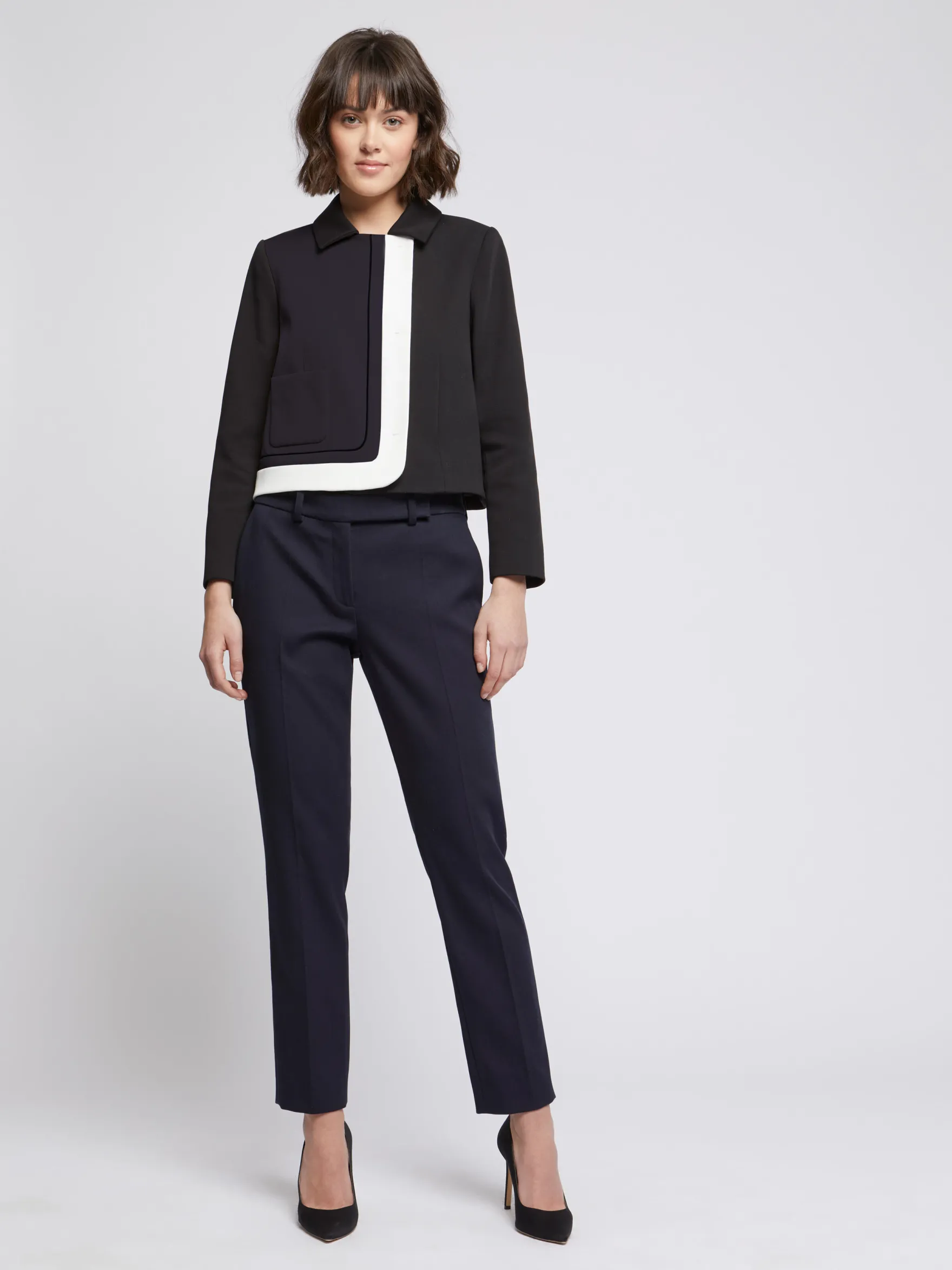 Women Paule Ka Jackets>Cropped Graphic Stretch-Tricotine Jacket