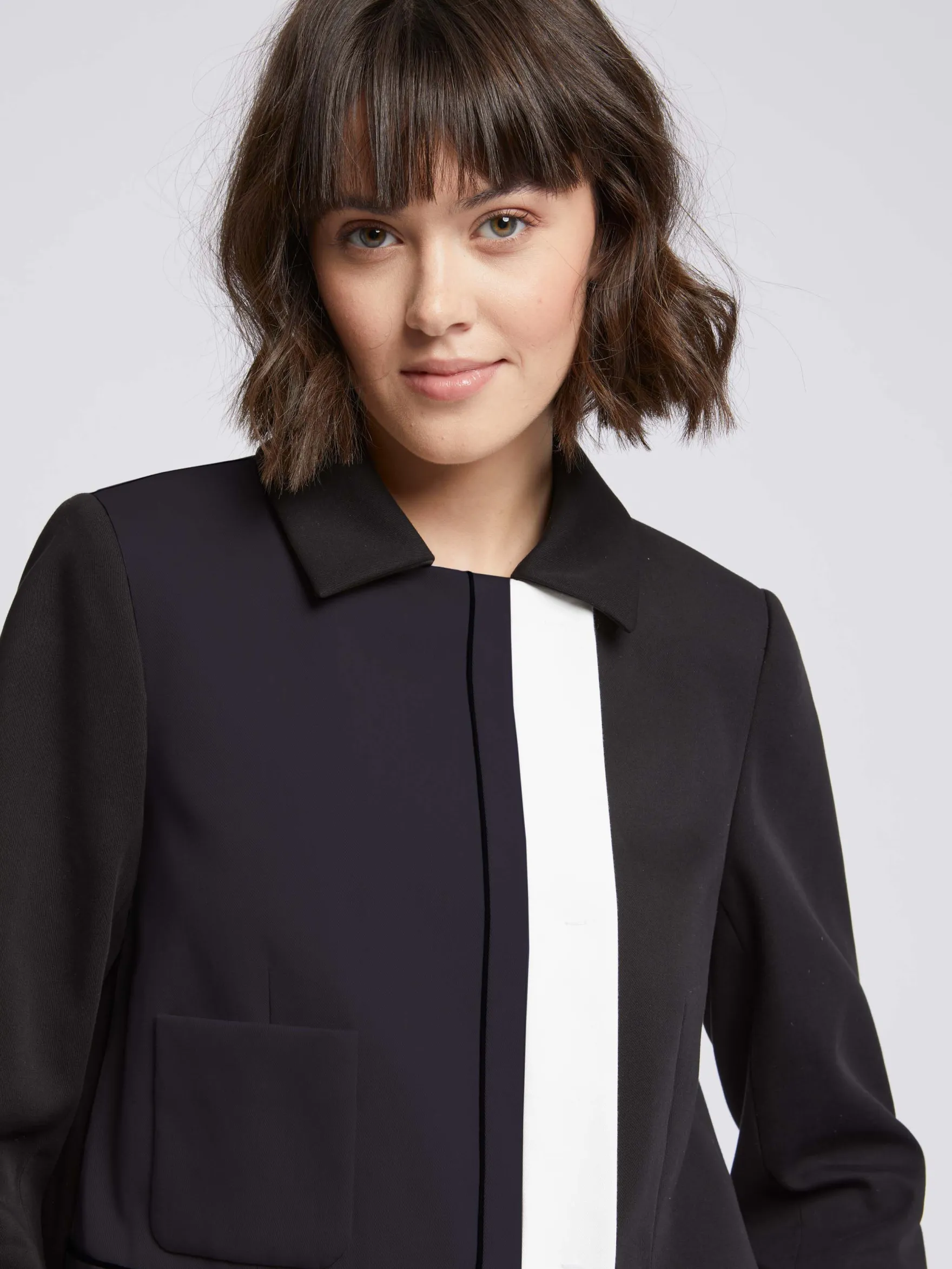 Women Paule Ka Jackets>Cropped Graphic Stretch-Tricotine Jacket