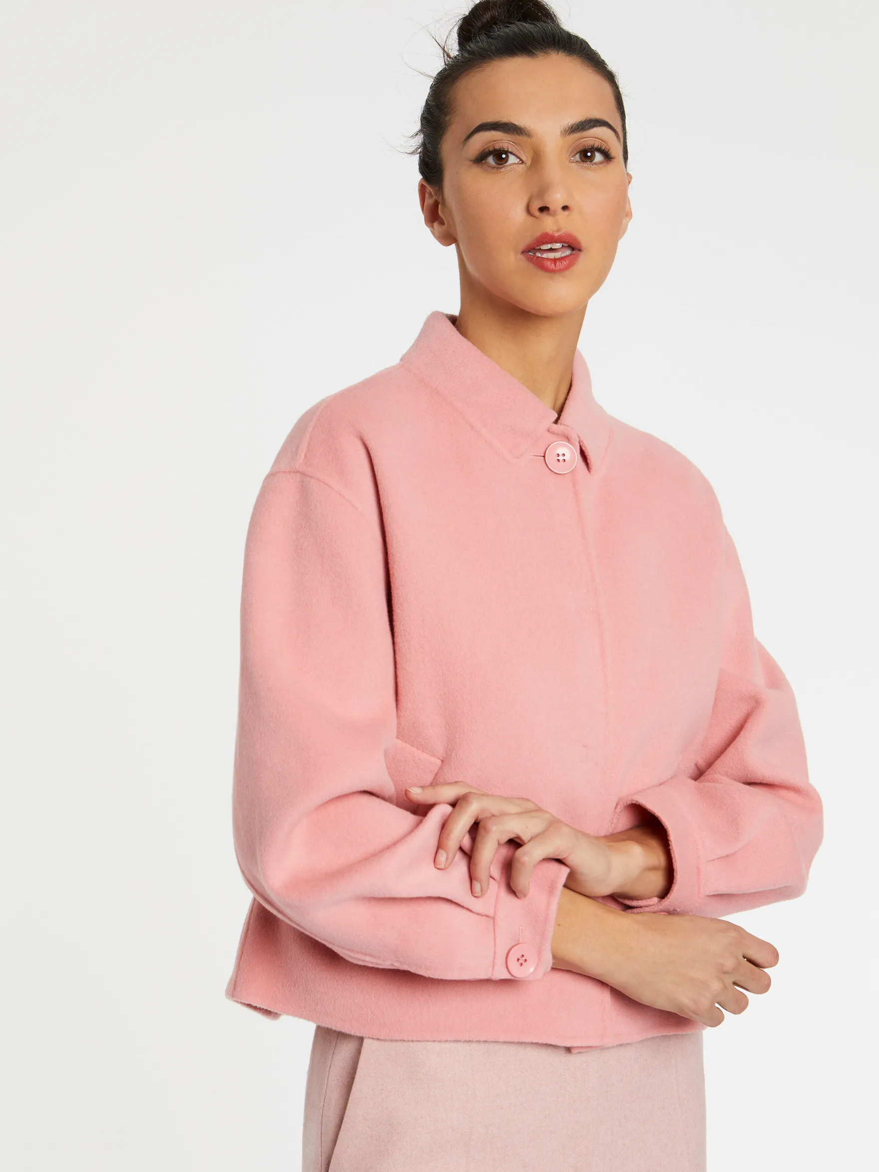 Women Paule Ka Jackets>Cropped Jacket With Wool Collar