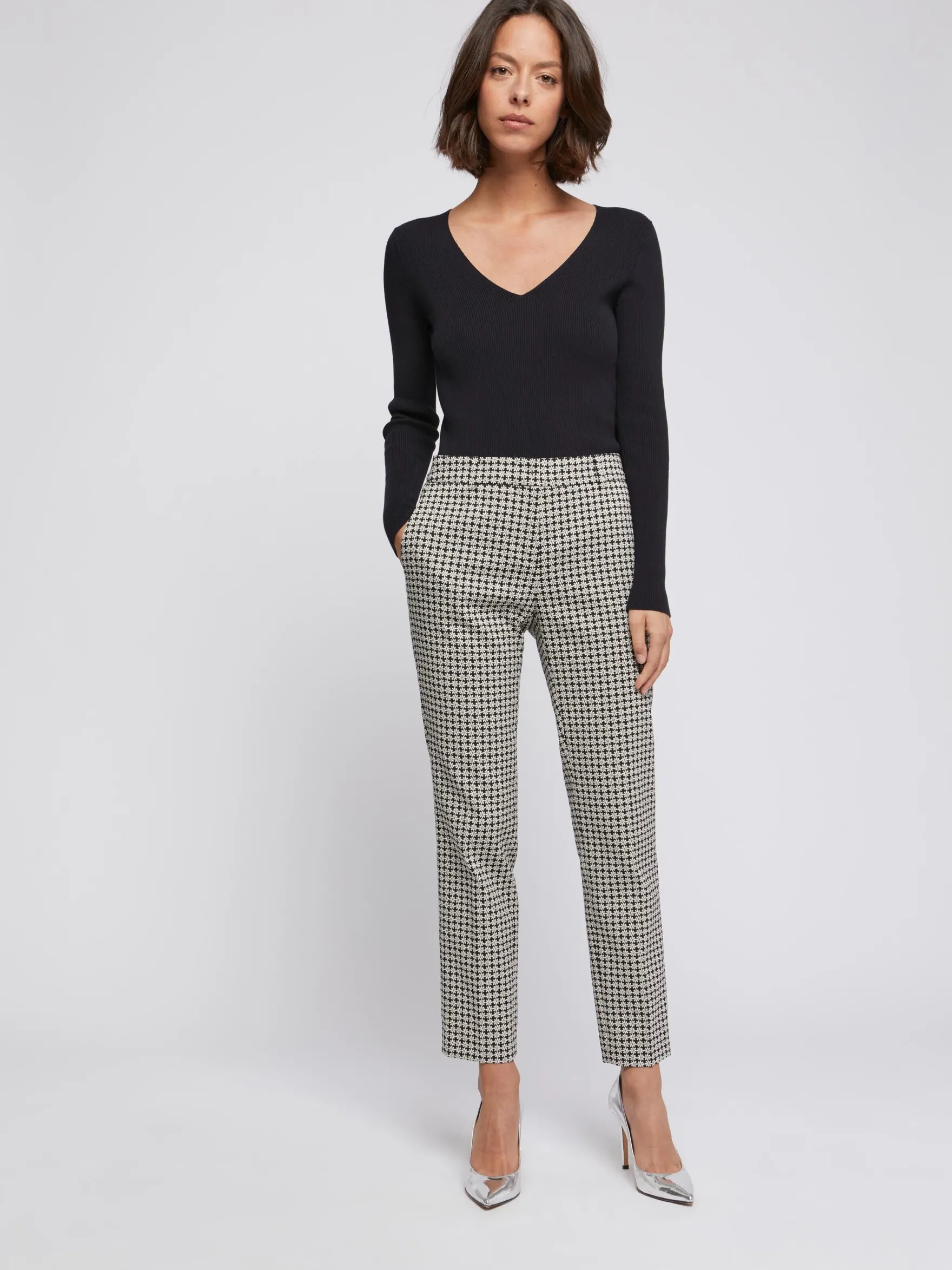 Women Paule Ka Trousers And Jeans>Daisy-Print Jacquard Cigarette Pants