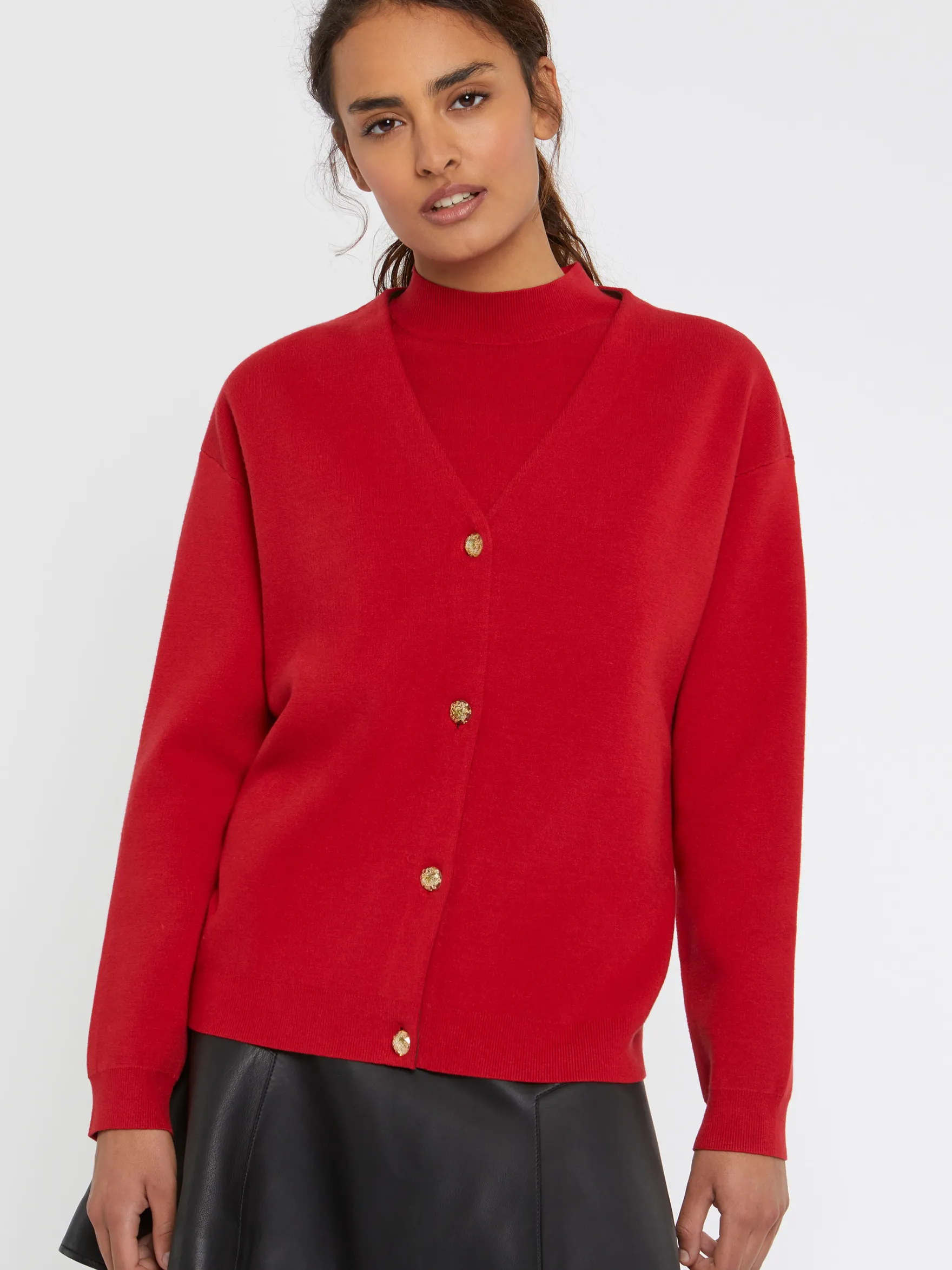 Women Paule Ka Knitwear>Double-Faced Cardigan With Ornate Buttons