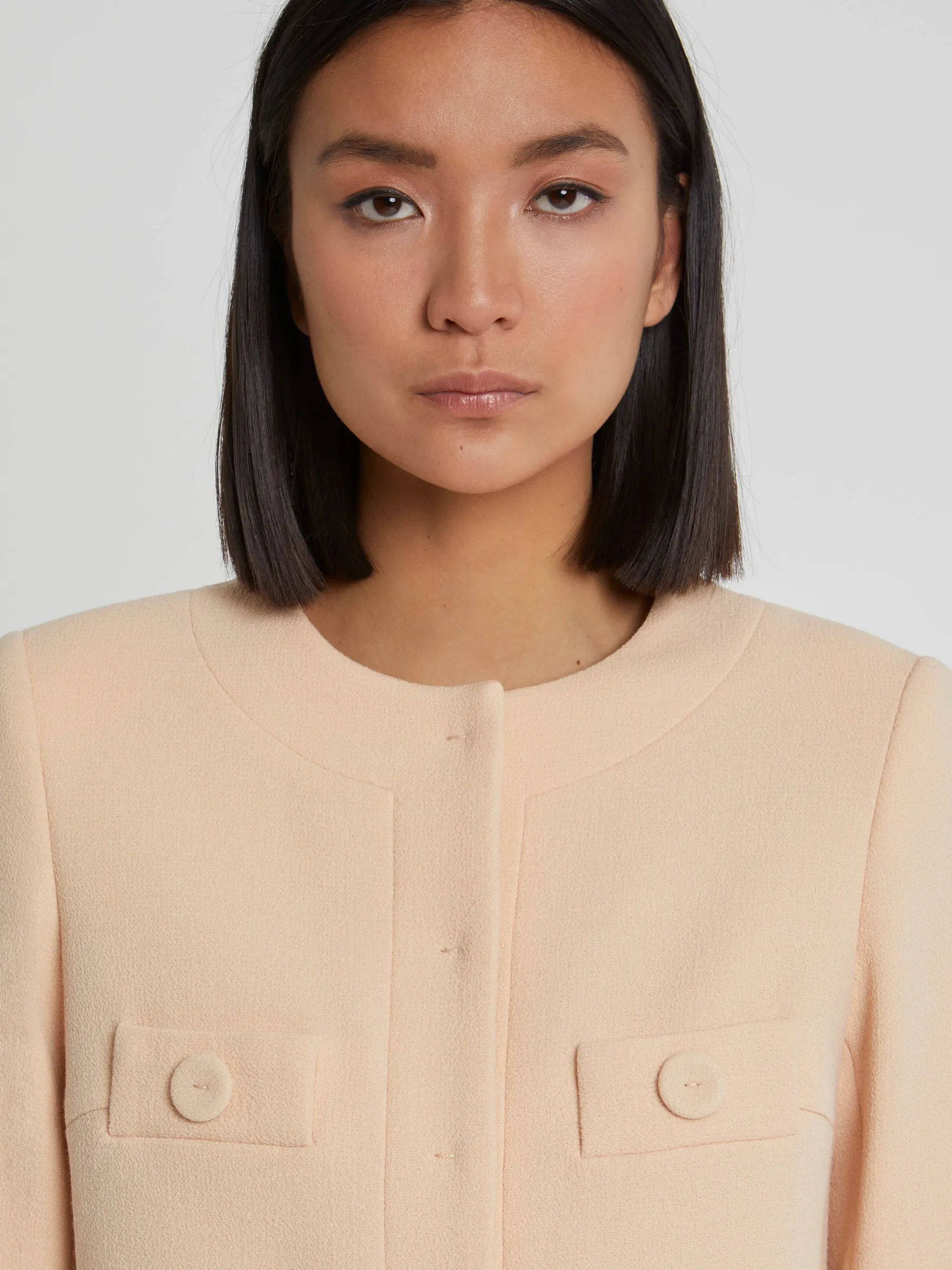 Women Paule Ka Jackets>Double-Wool Crepe Jacket