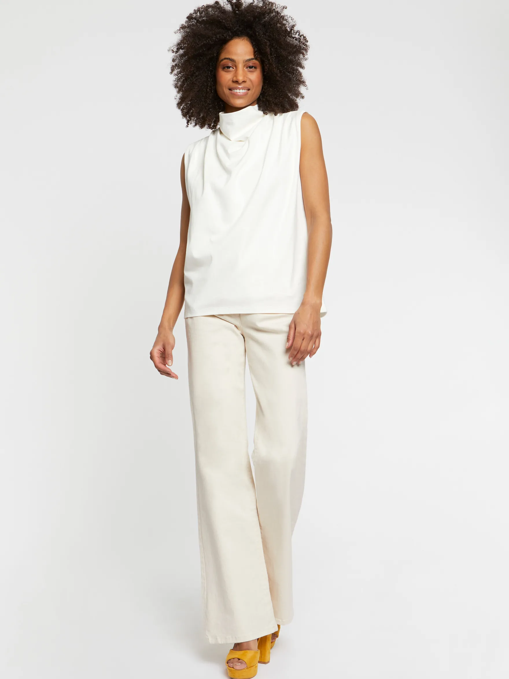 Women Paule Ka Tops>Draped Slub-Cotton Jersey Top