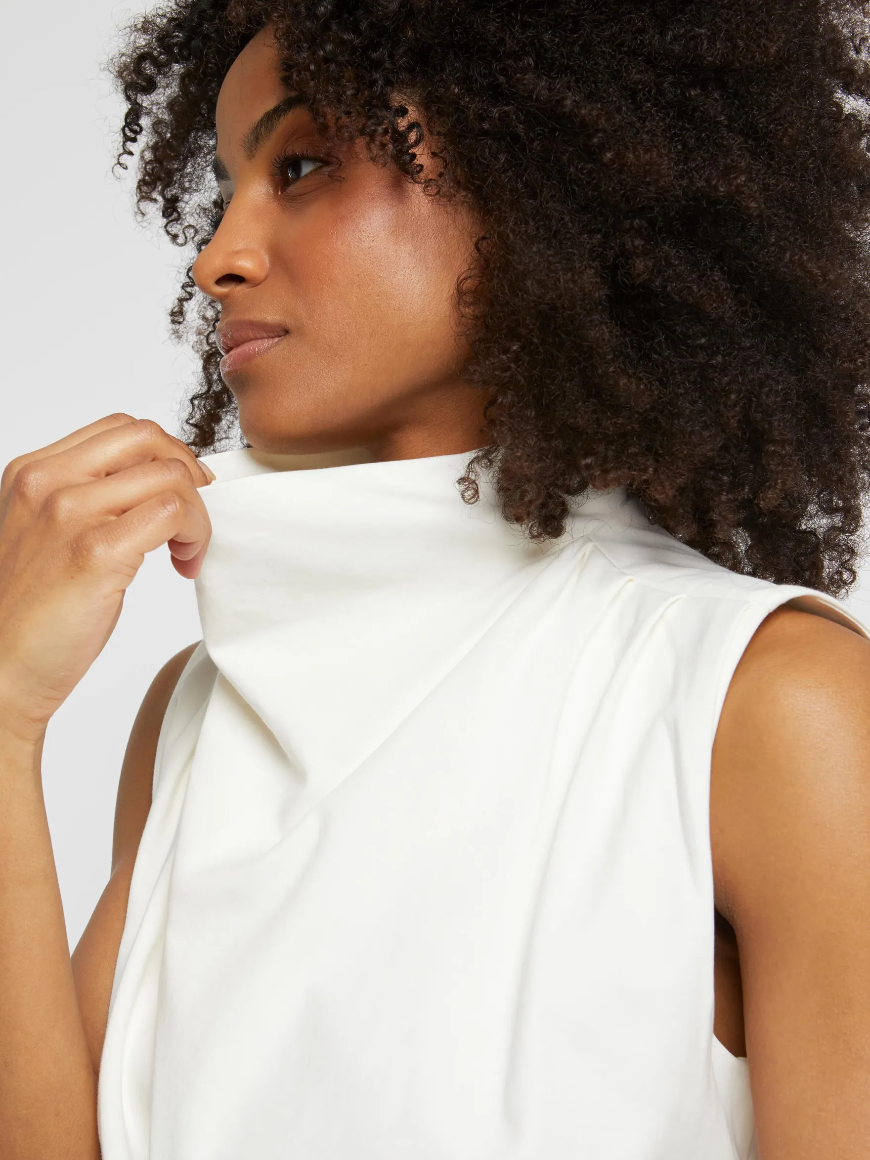 Women Paule Ka Tops>Draped Slub-Cotton Jersey Top