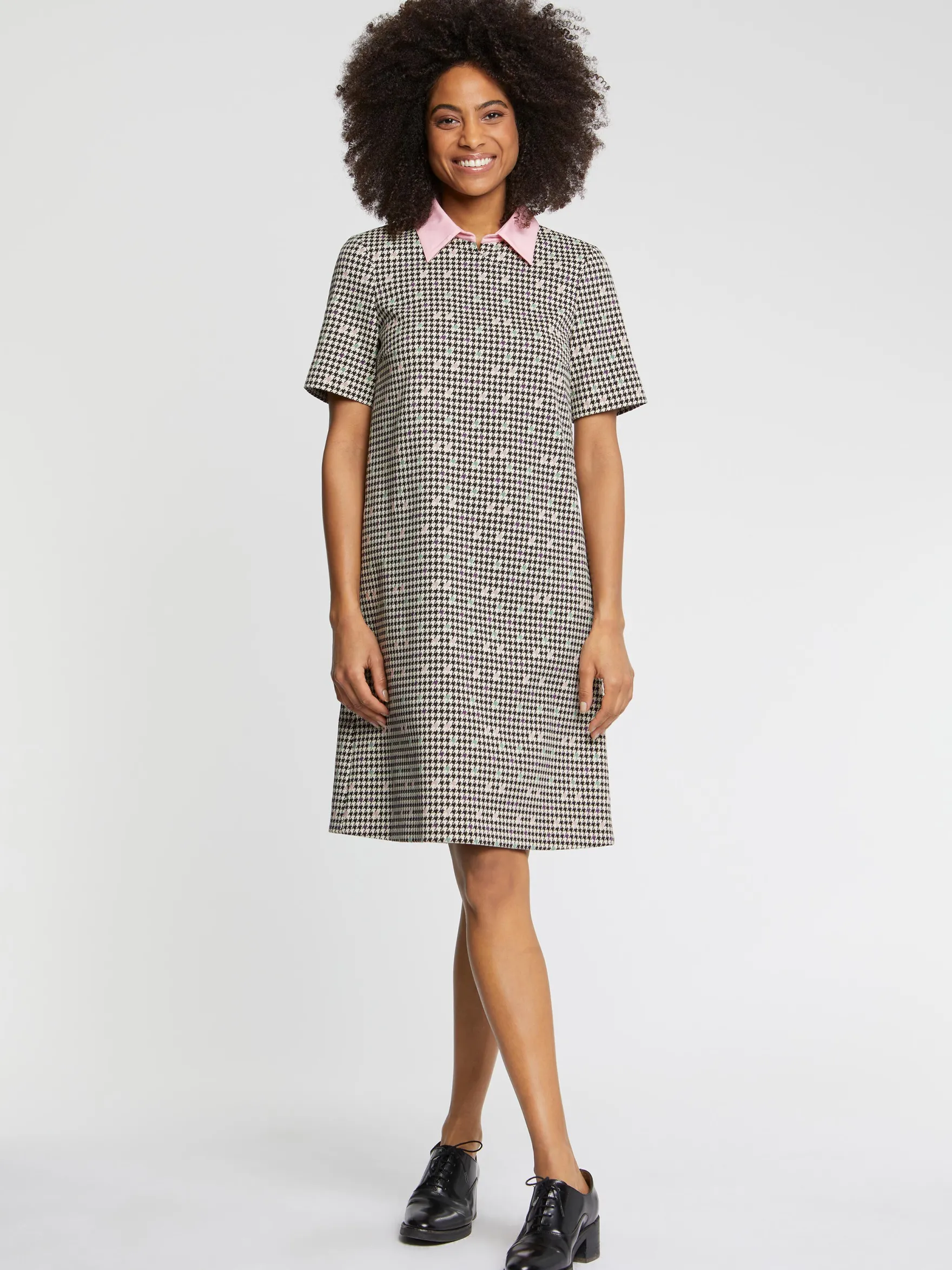 Women Paule Ka Dresses>Dress With Houndstooth Collar