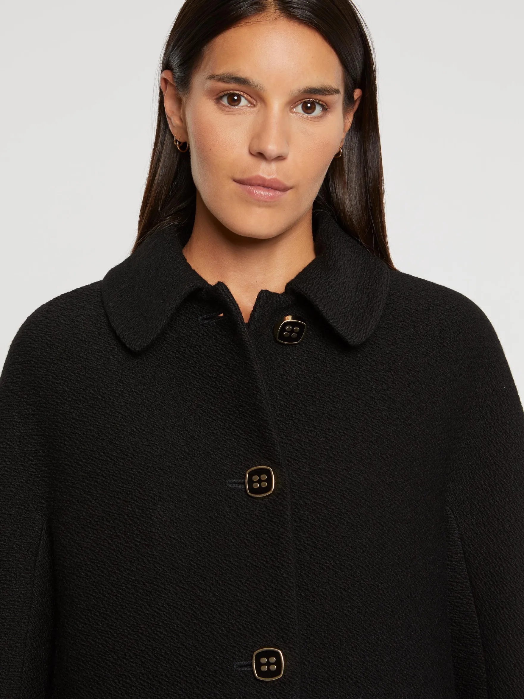 Women Paule Ka Coats>Embossed Wool Coat With Peter Pan Collar