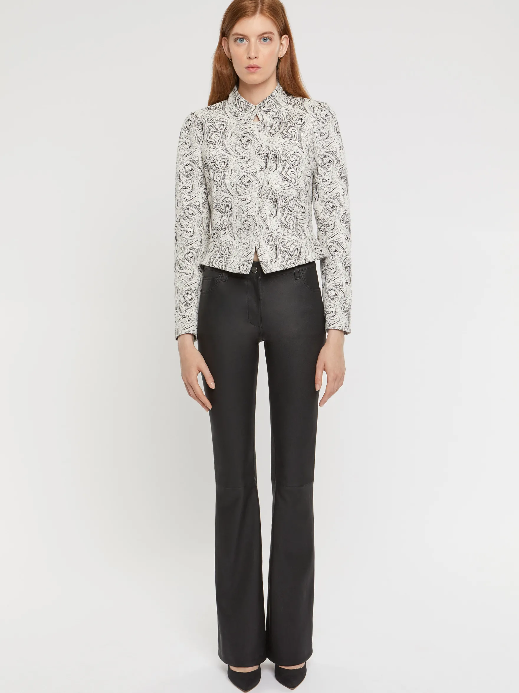 Women Paule Ka Trousers And Jeans>Flared Stretch-Lambskin Leather Pants