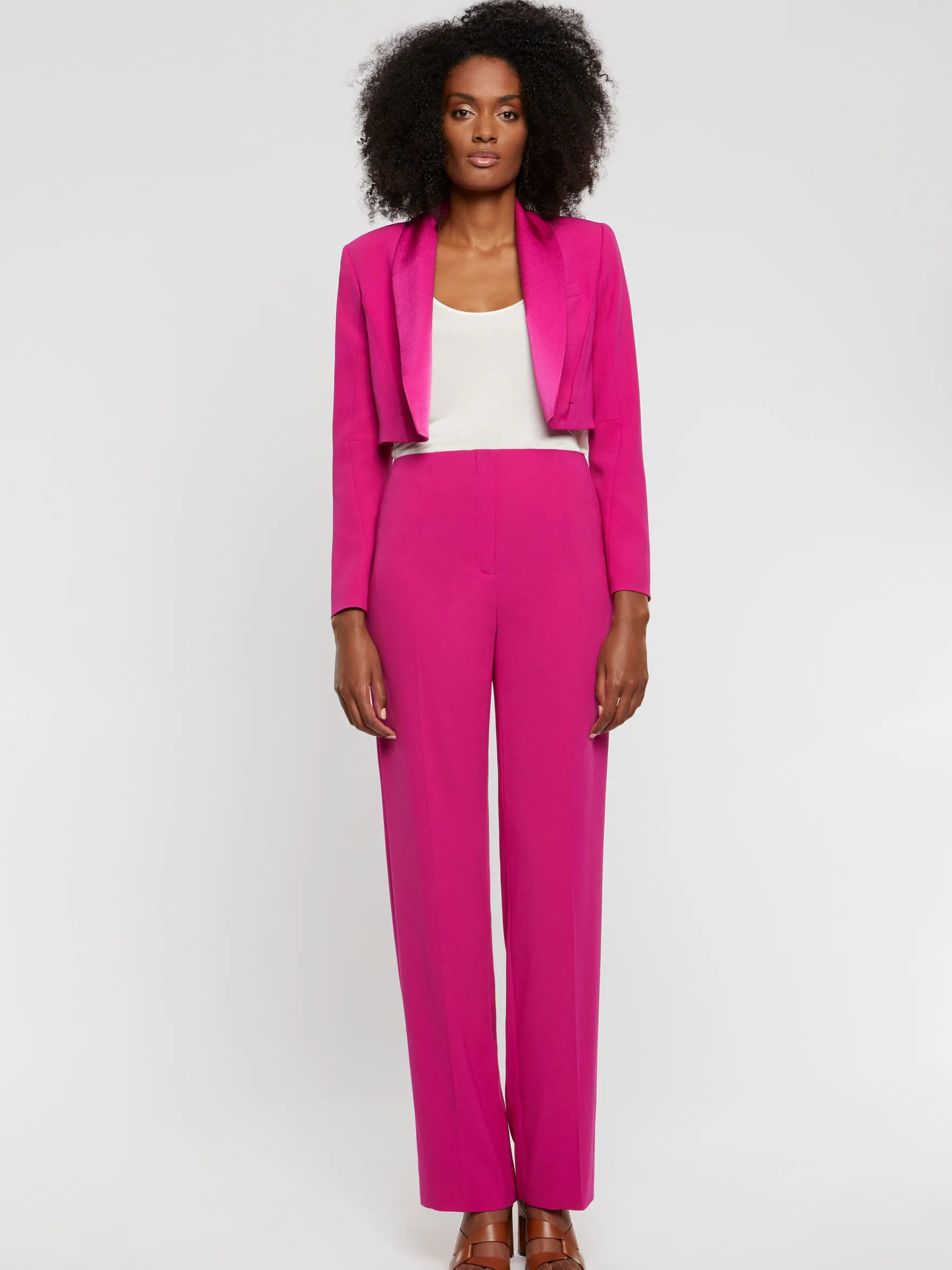 Women Paule Ka Trousers And Jeans>Fluid Satin-Back Crepe Pants