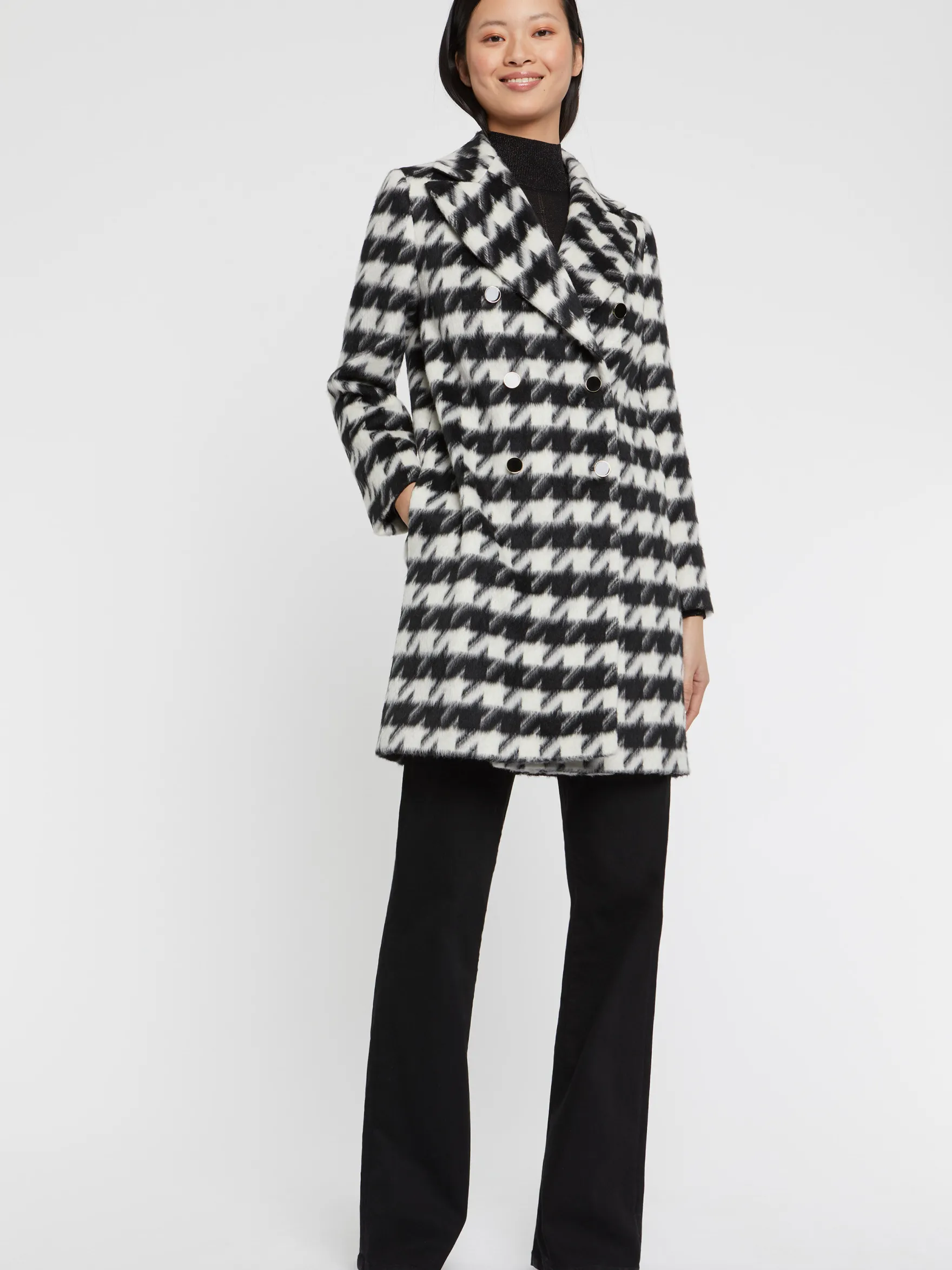 Women Paule Ka Coats>Houndstooth Straight Coat