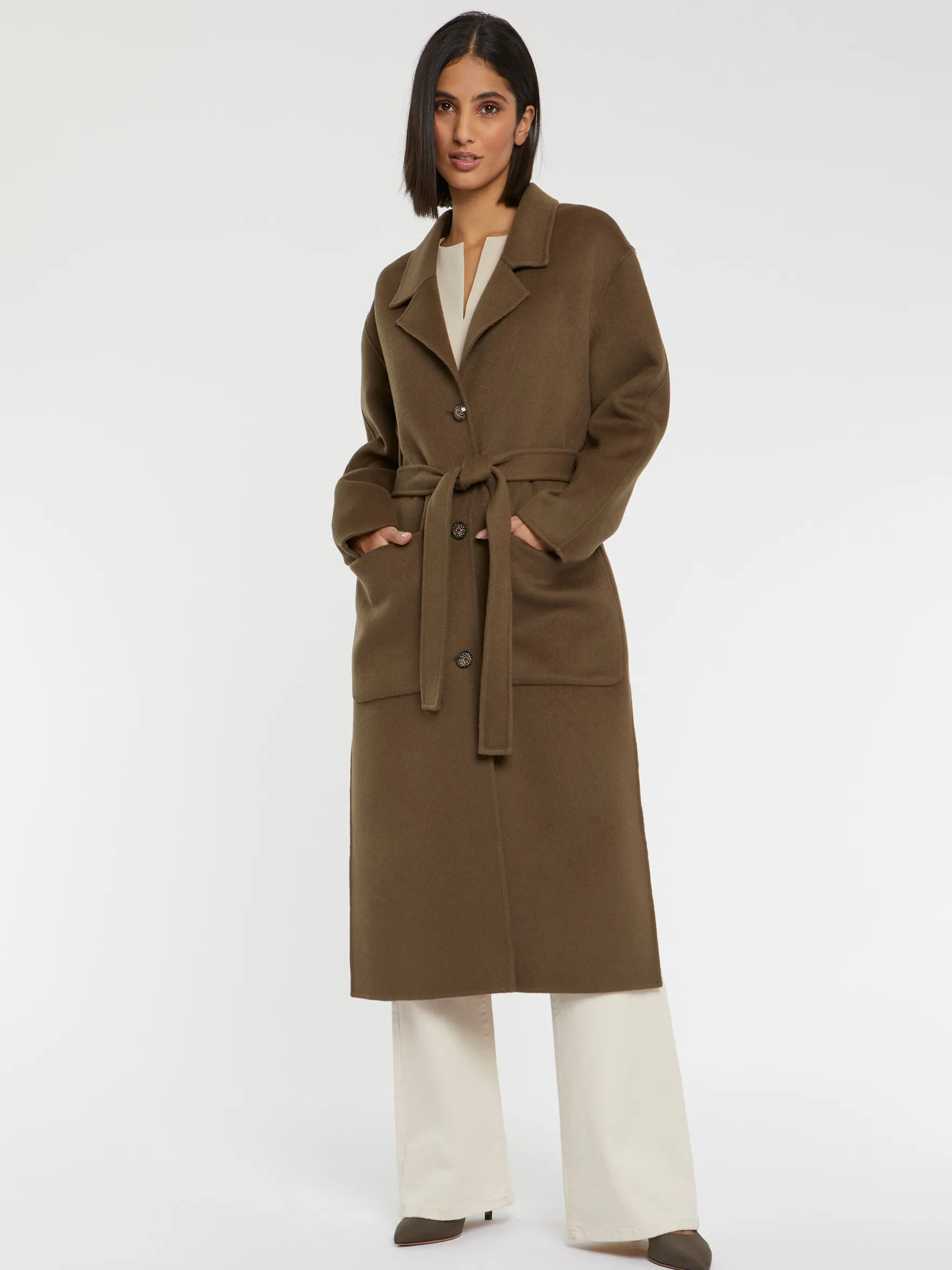 Women Paule Ka Coats>Long Wool And Cashmere Coat