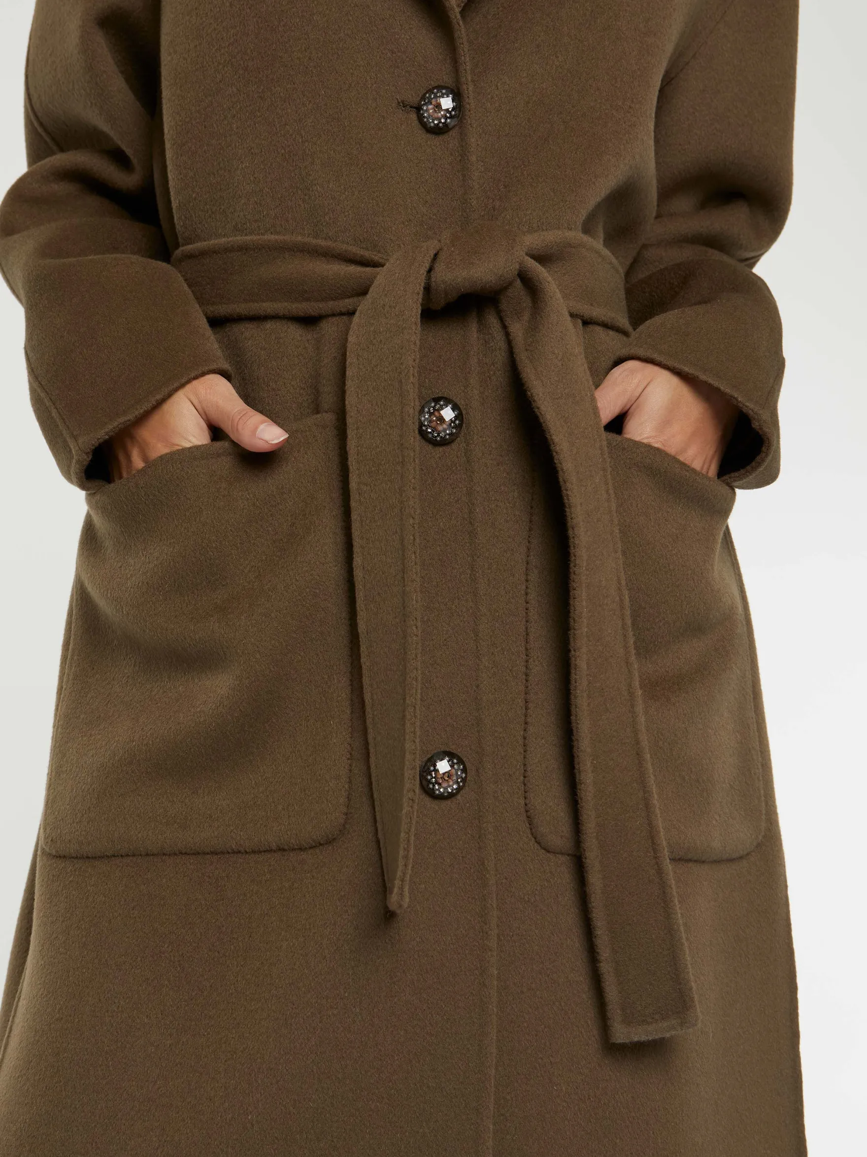 Women Paule Ka Coats>Long Wool And Cashmere Coat