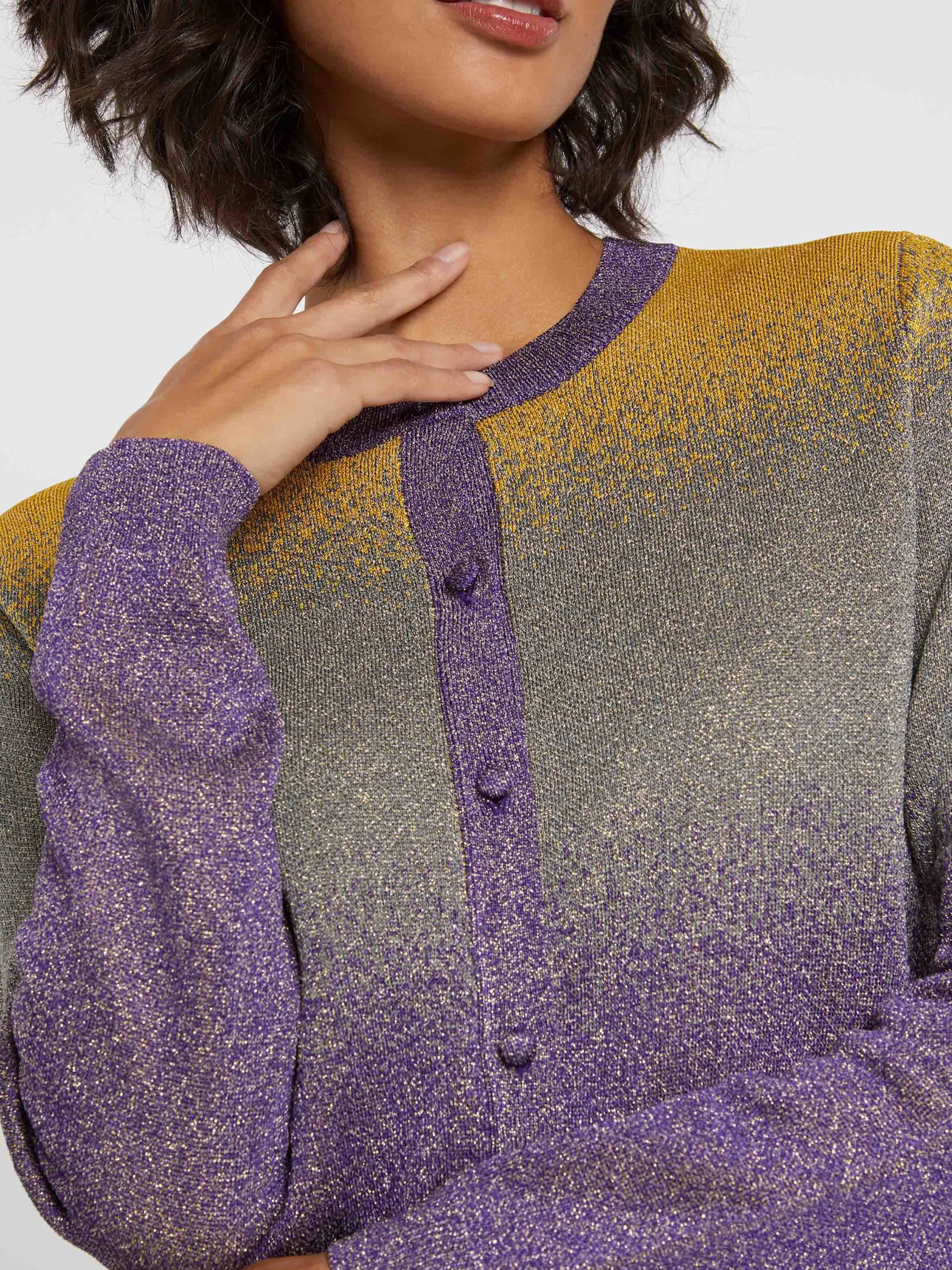 Women Paule Ka Knitwear>Lurex-Knit Cardigan