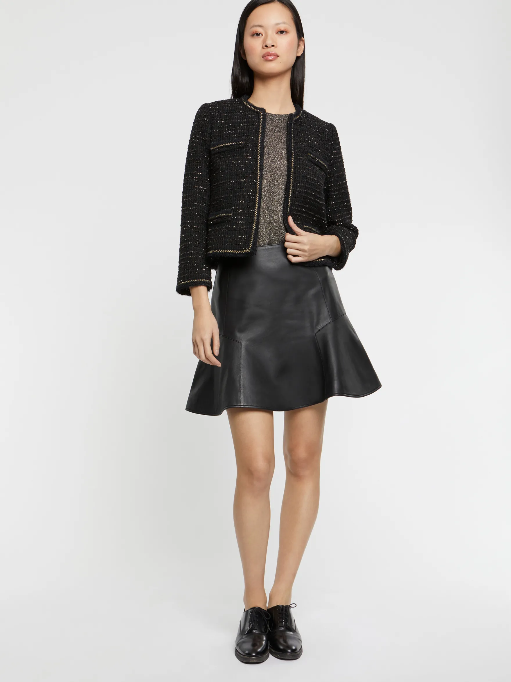 Women Paule Ka Jackets>Lurex-Tweed Cropped Jacket