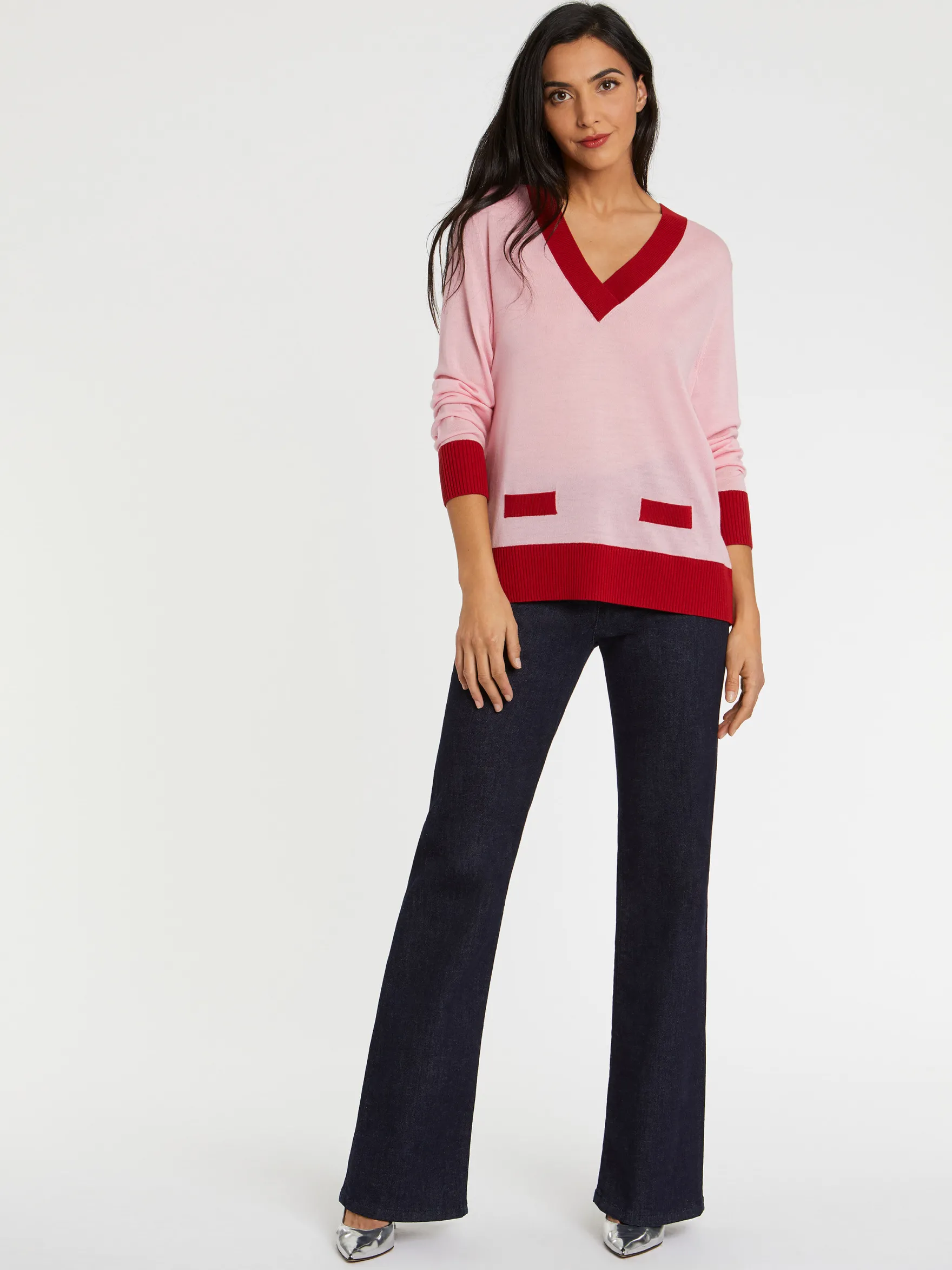 Women Paule Ka Knitwear>Merino-Wool V-Neck Sweater