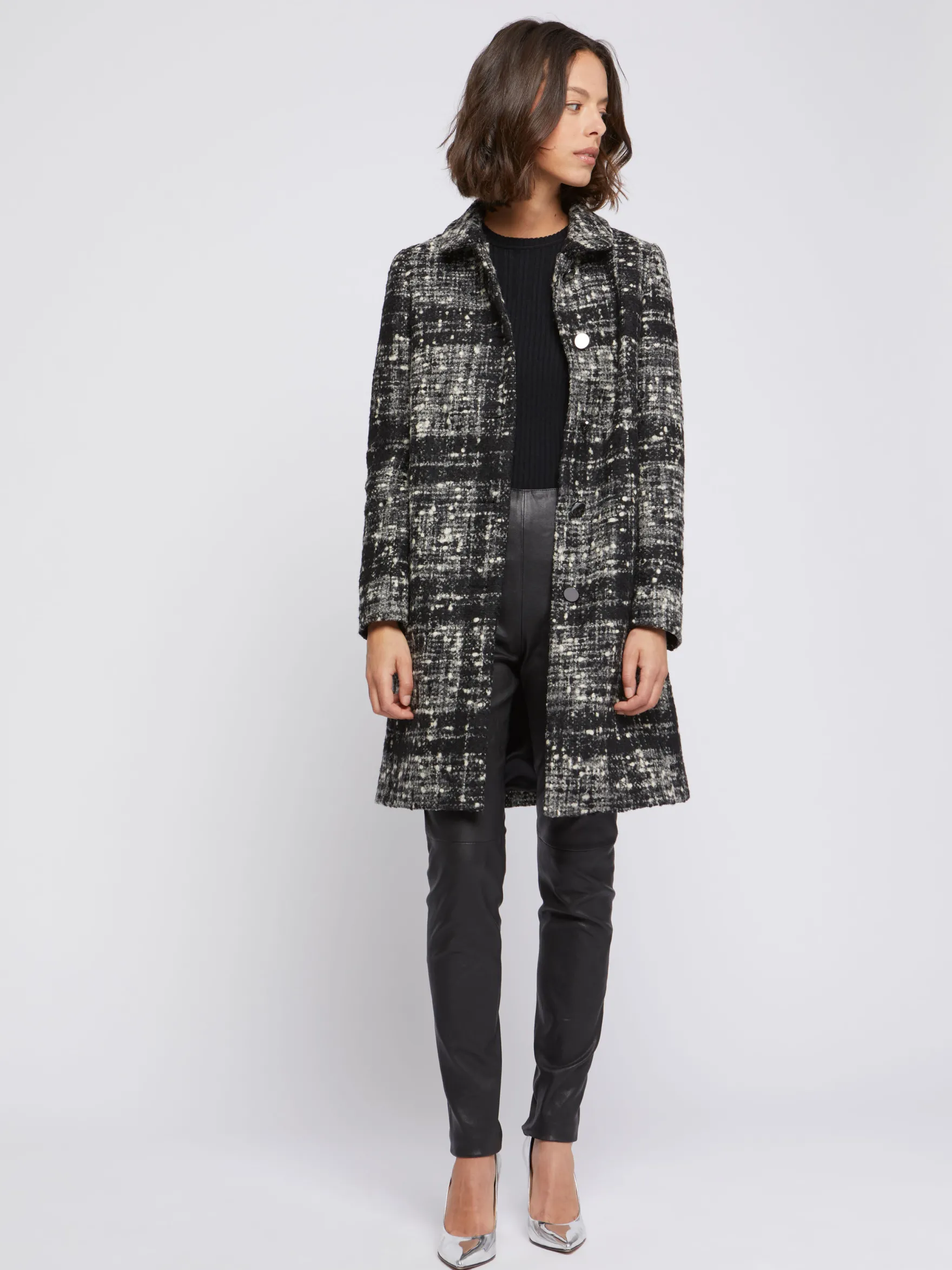 Women Paule Ka Coats>Mid-Length Marled Tweed Coat