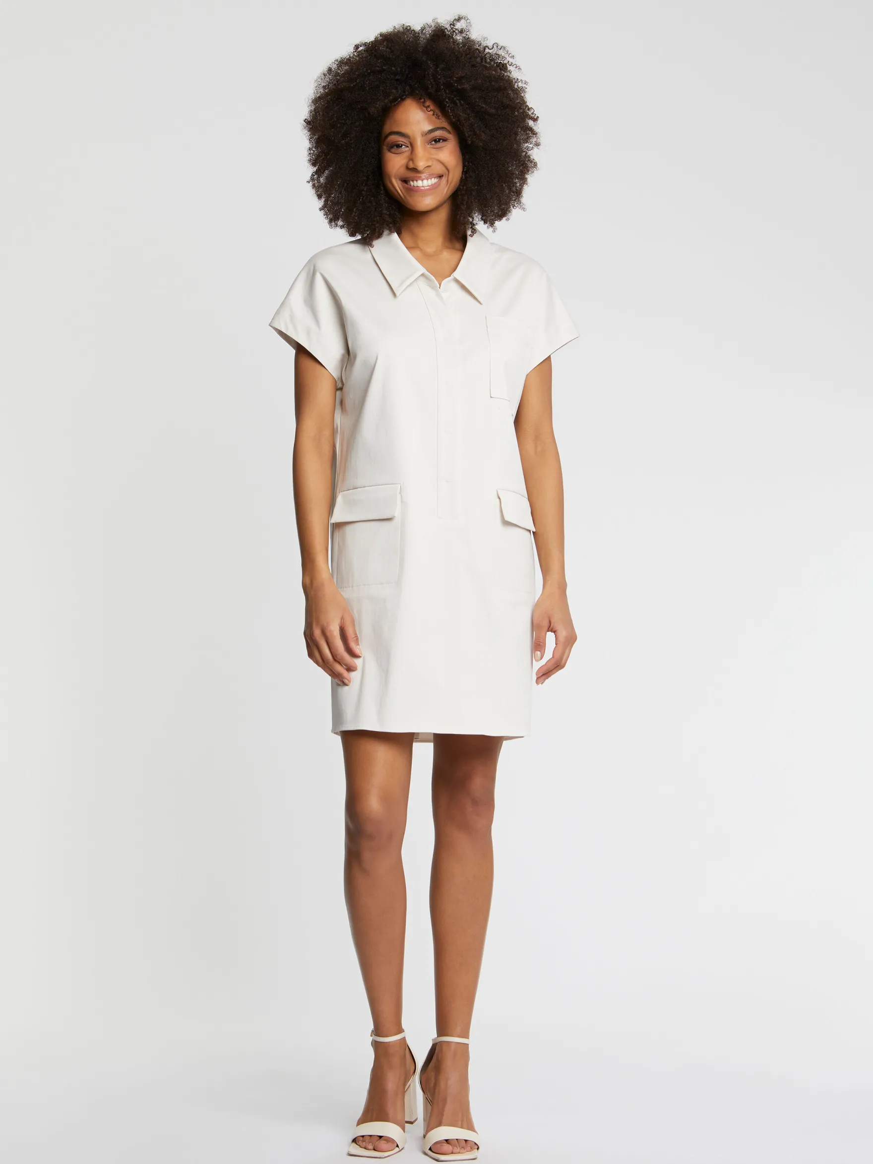 Women Paule Ka Dresses>Mini Cotton-Satin Shirt Dress