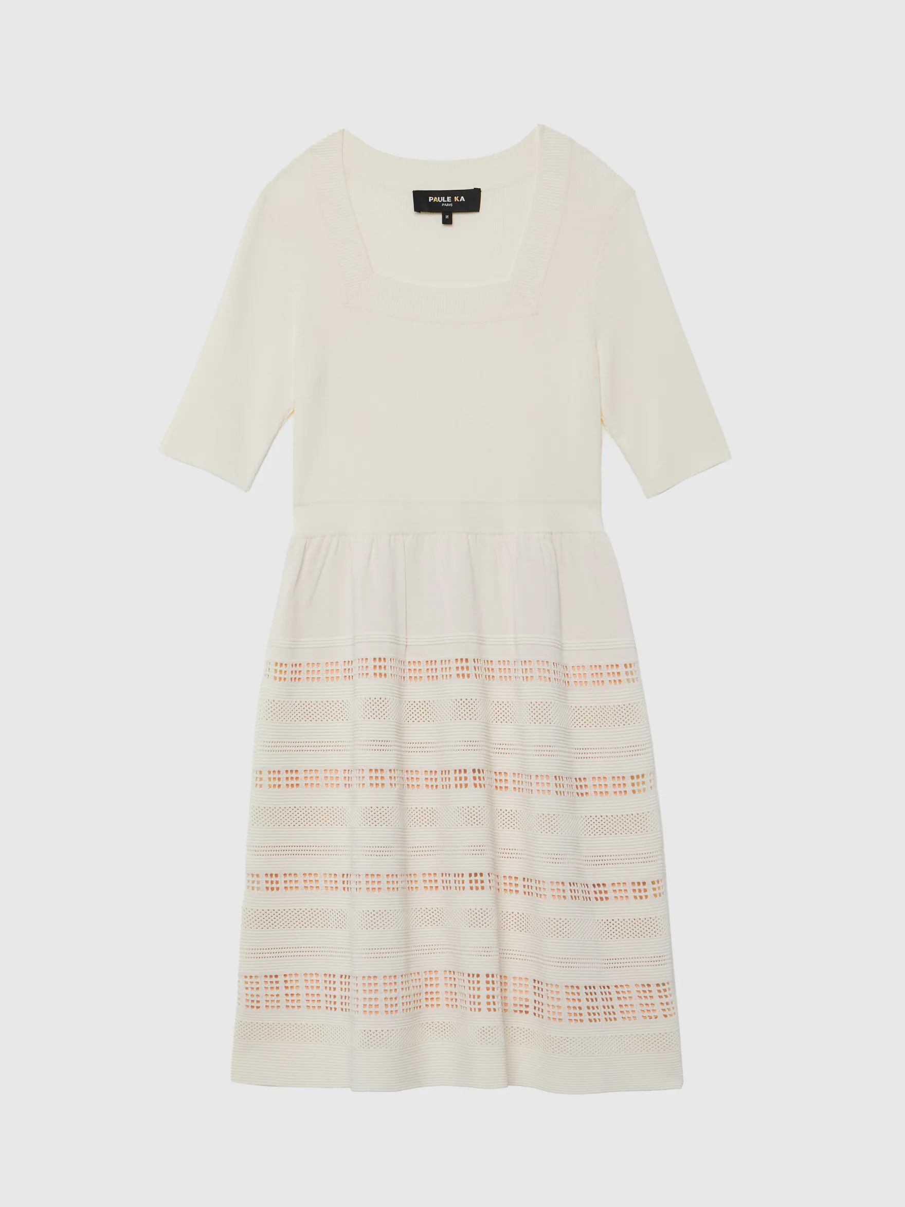 Women Paule Ka Dresses>Openwork-Knit Skater Dress