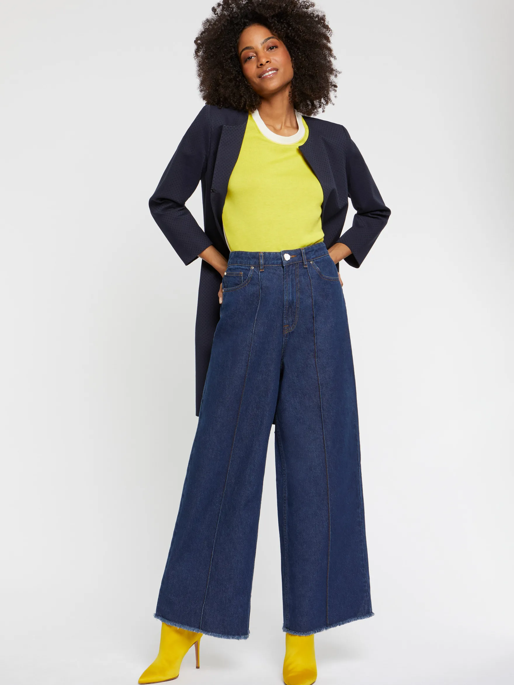 Women Paule Ka Trousers And Jeans>Oversized Wide-Leg Flared Denim Pants