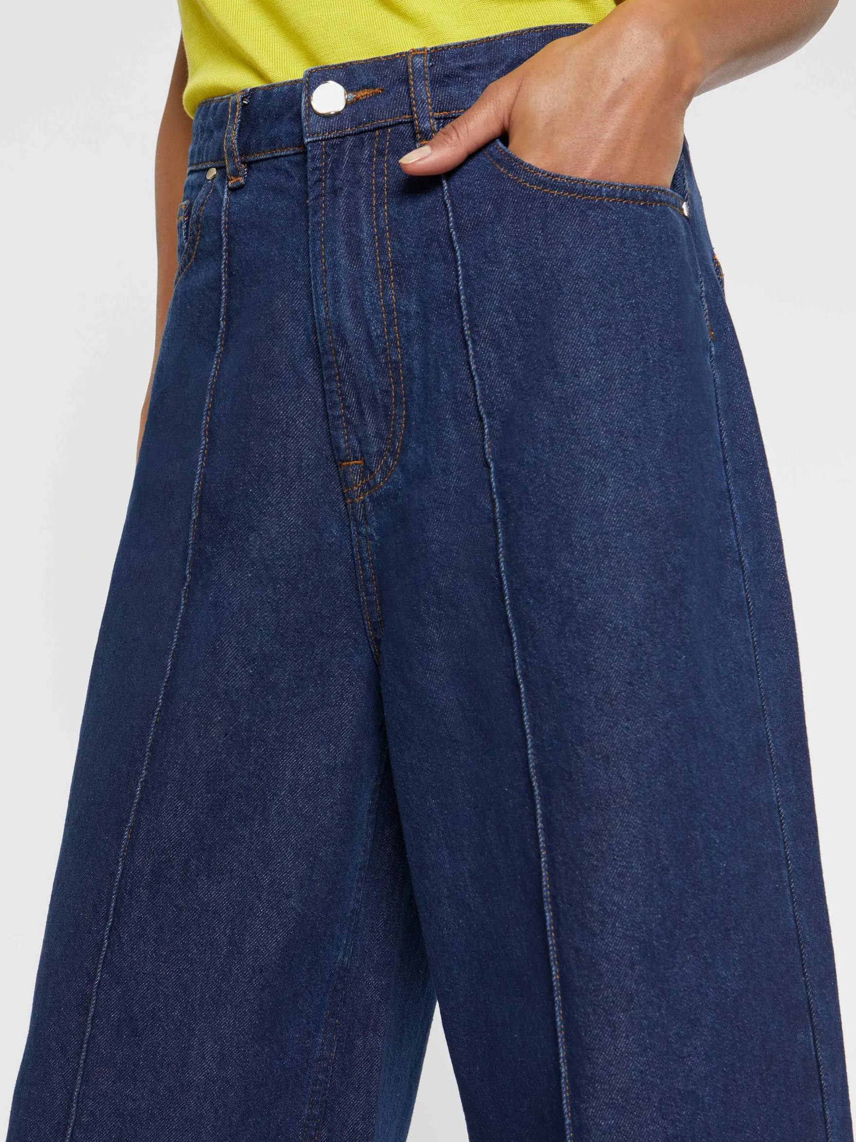 Women Paule Ka Trousers And Jeans>Oversized Wide-Leg Flared Denim Pants