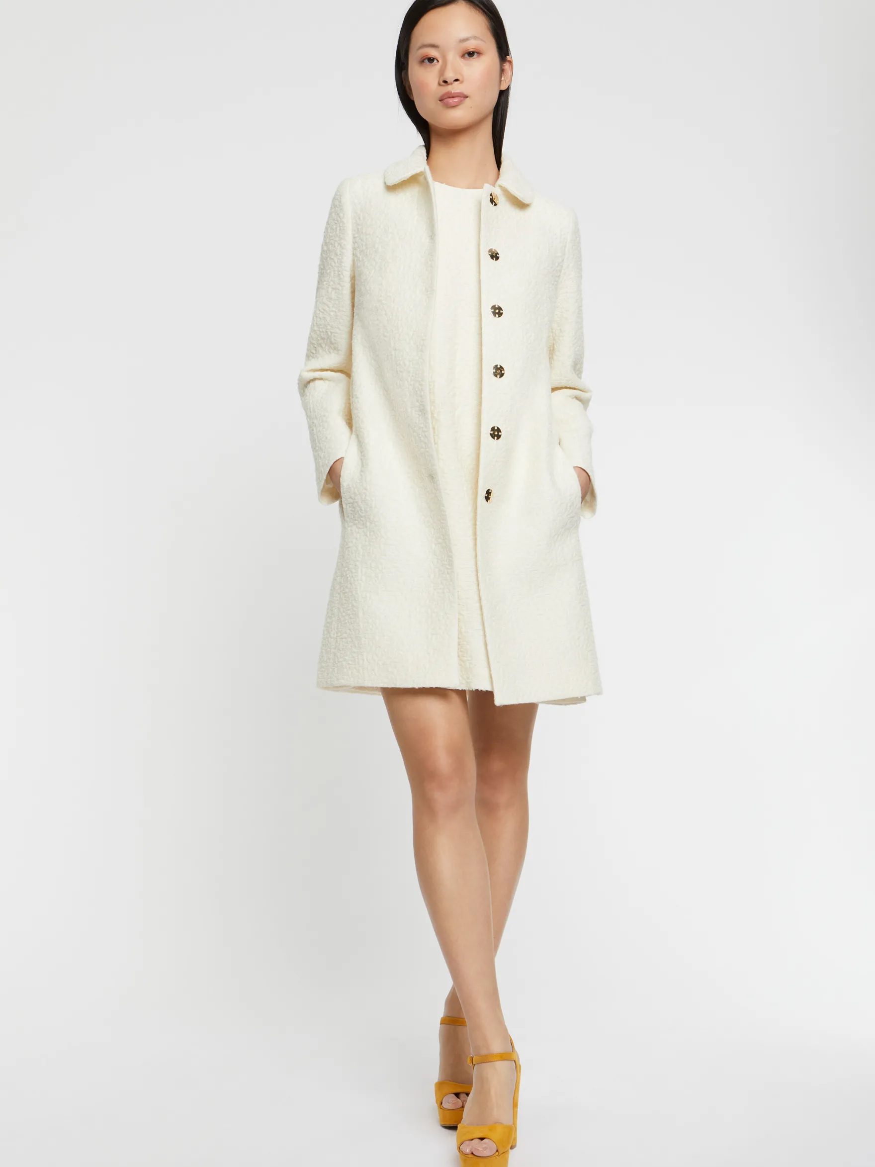 Women Paule Ka Coats>Peter-Pan Collar Jacquard Wool Coat