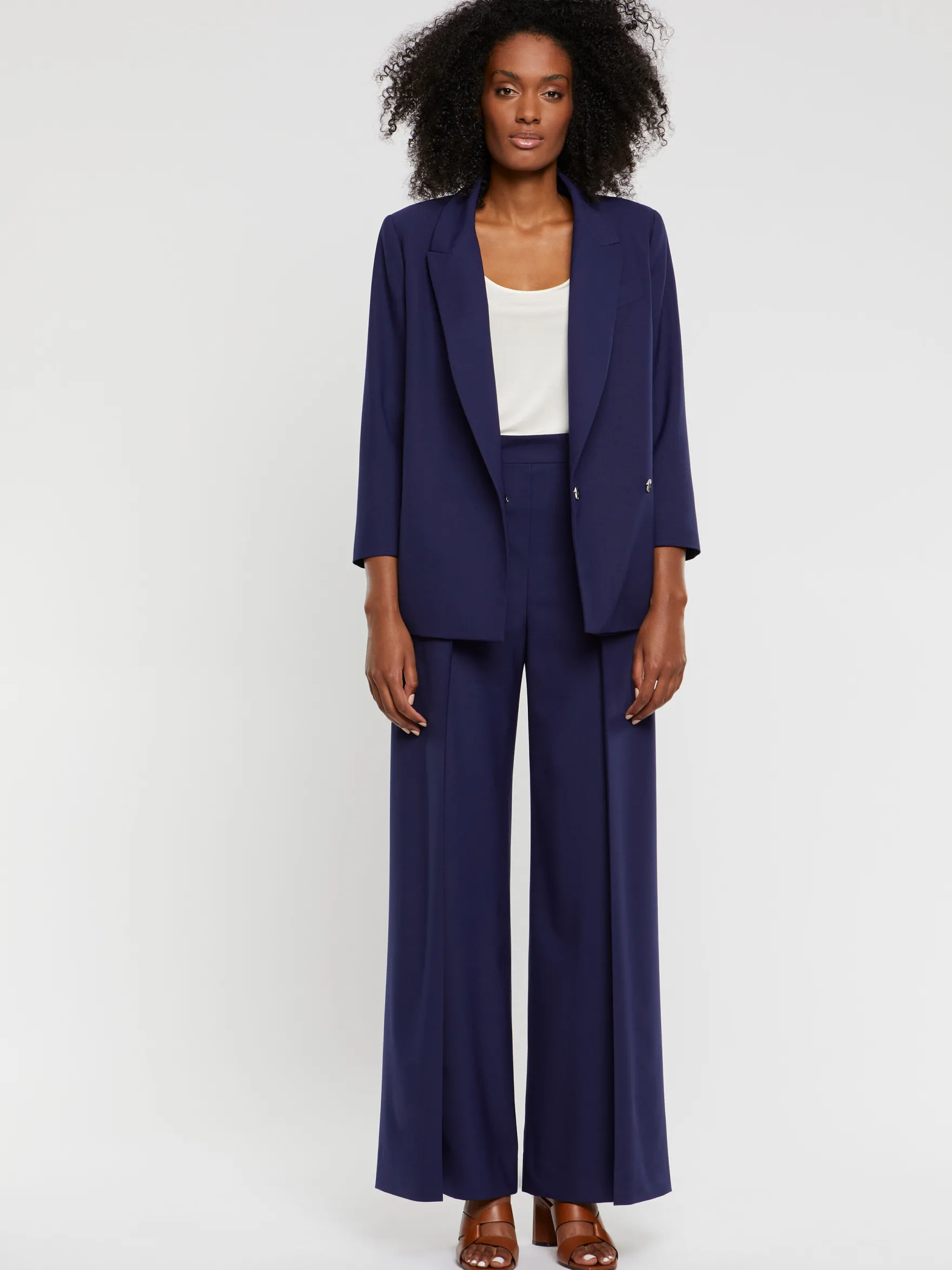 Women Paule Ka Trousers And Jeans>Pleated Wide-Leg Fine-Wool Pants