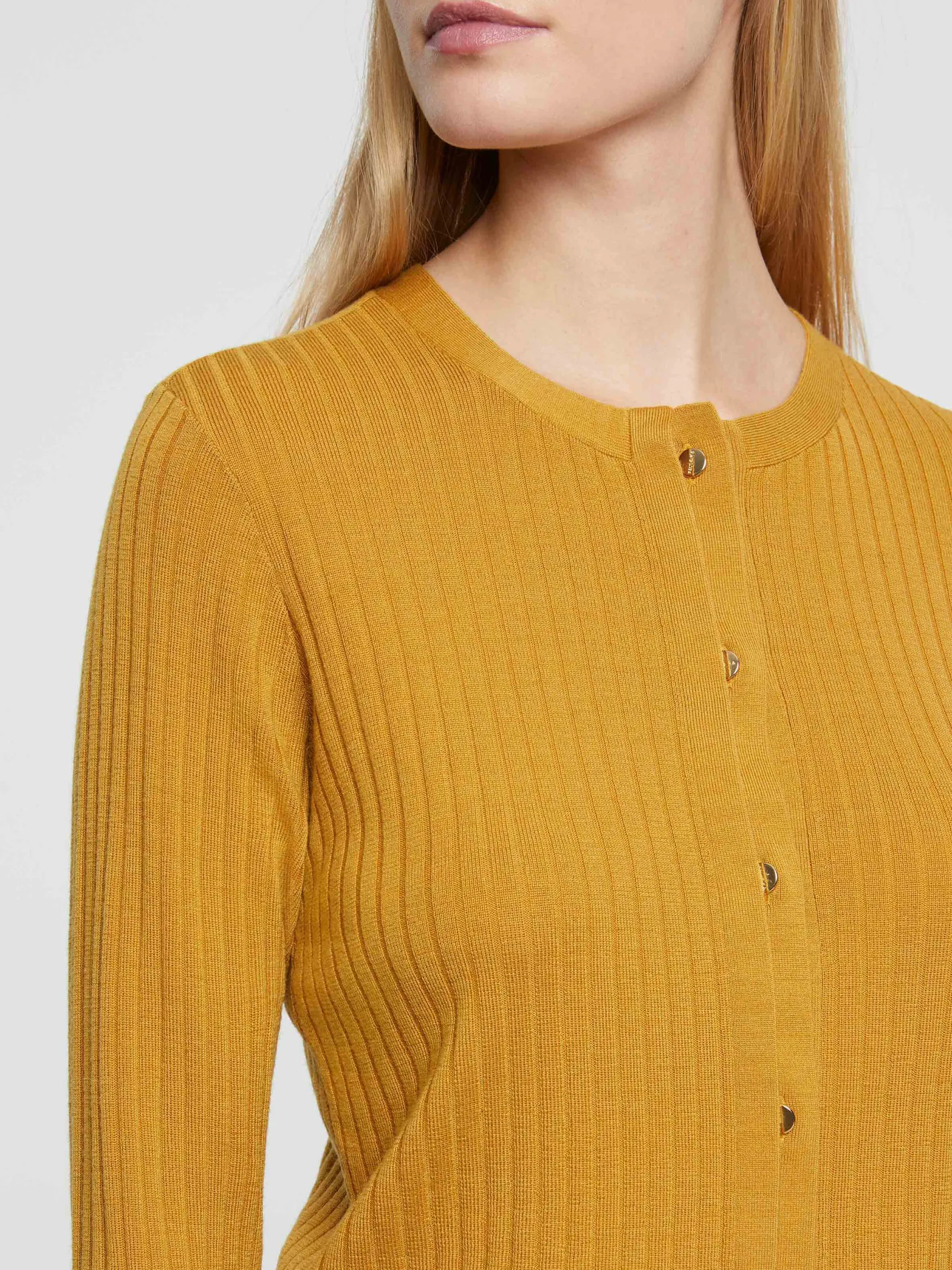 Women Paule Ka Knitwear>Ribbed-Knit Wool Cardigan