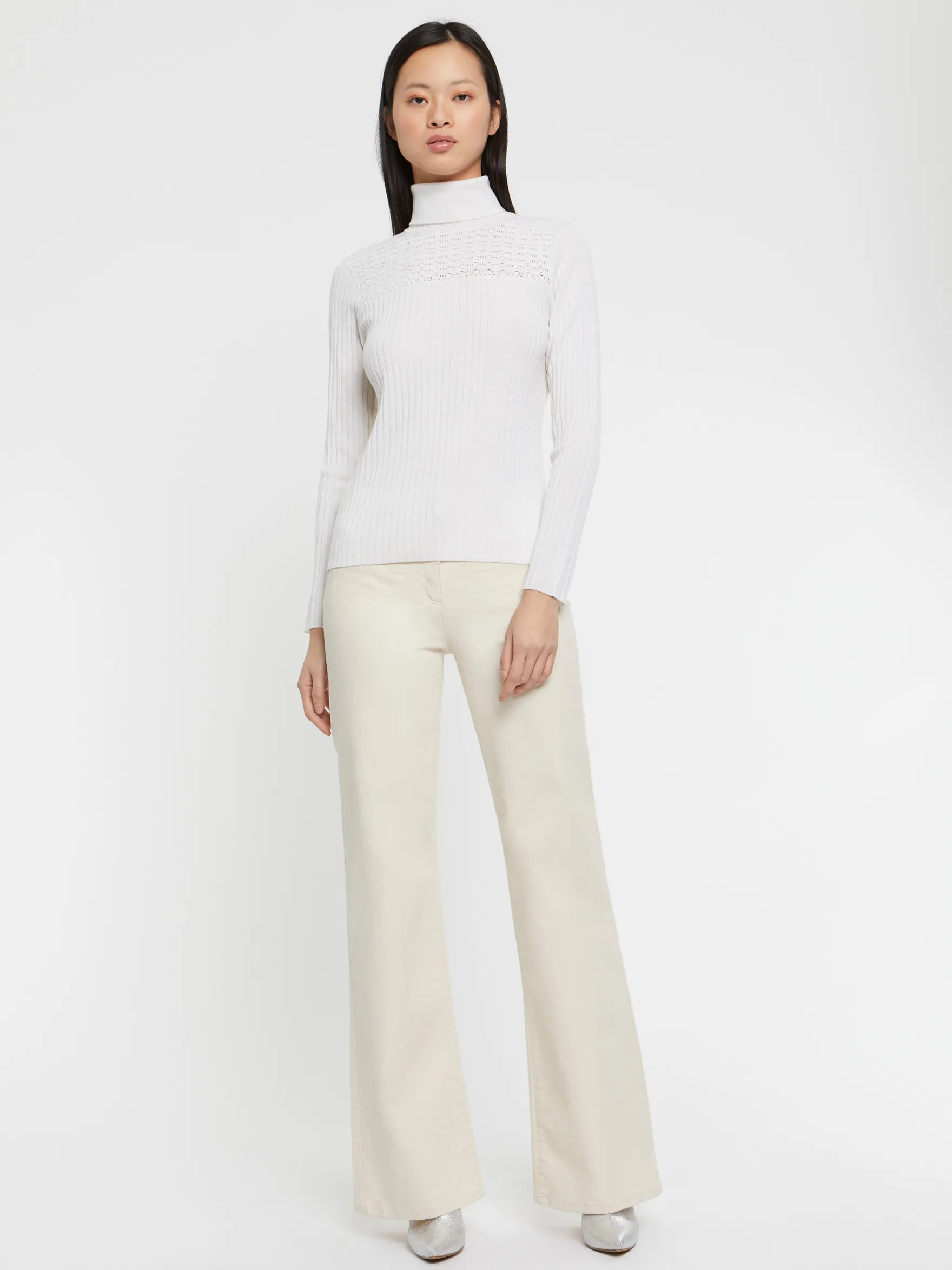 Women Paule Ka Knitwear>Ribbed-Knit Wool Turtleneck Sweater