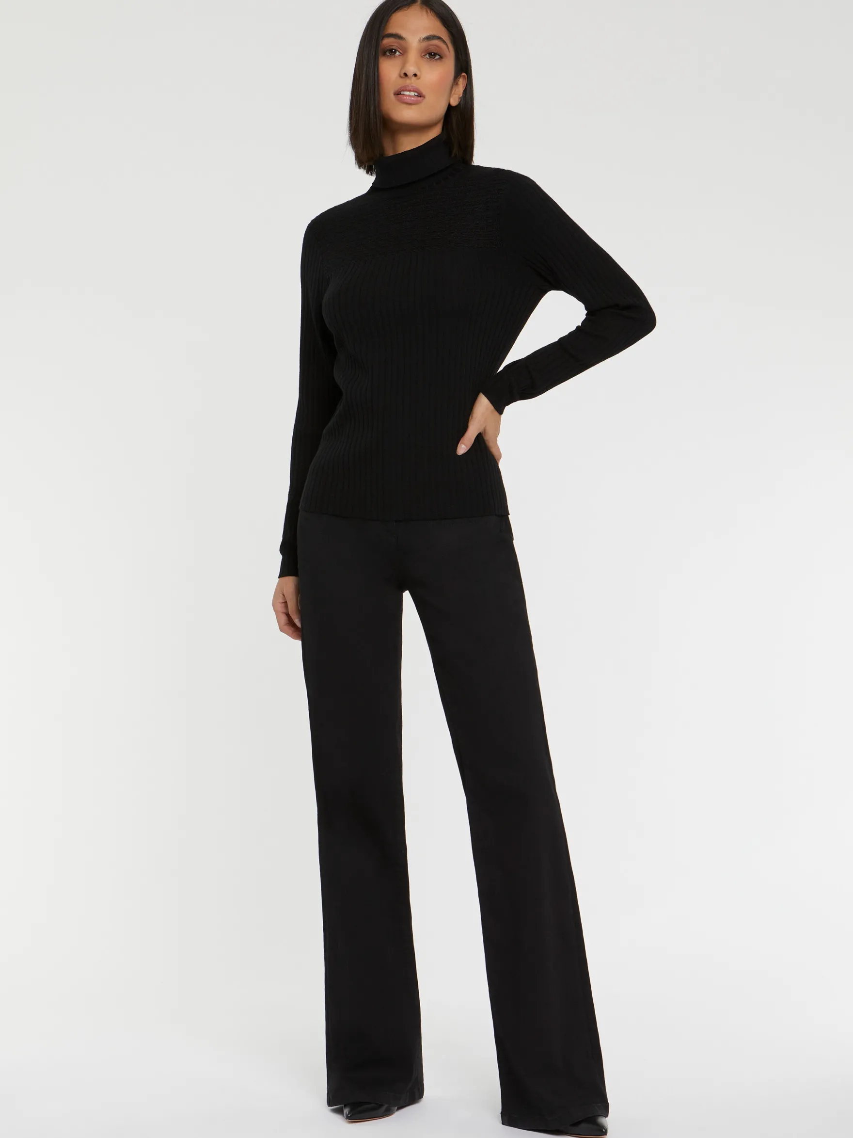 Women Paule Ka Knitwear>Ribbed-Knit Wool Turtleneck Sweater