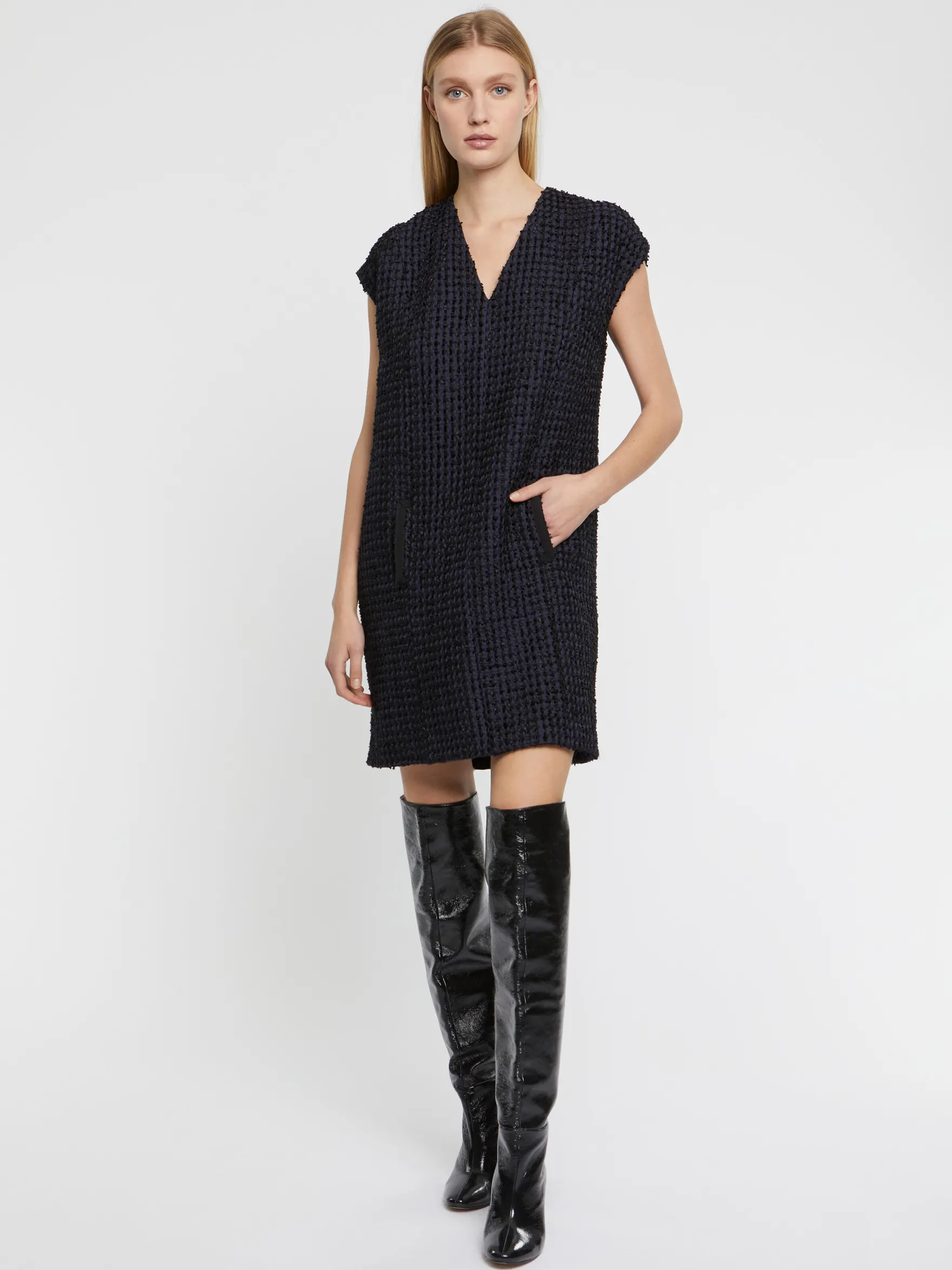 Women Paule Ka Dresses>Ribbon-Tweed Dress