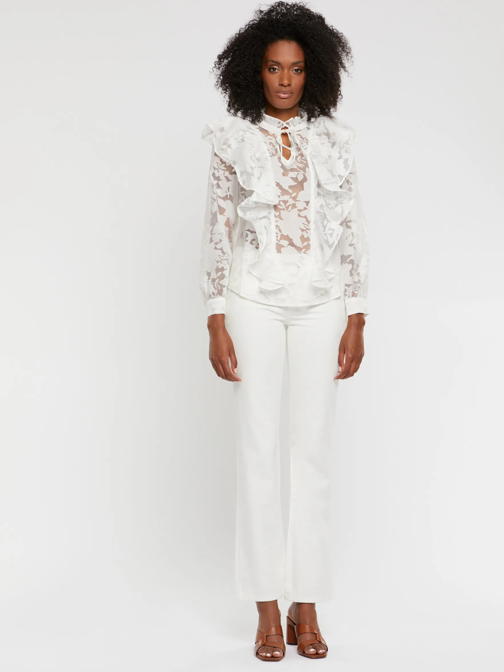 Women Paule Ka Tops>Ruffled Organza Blouse