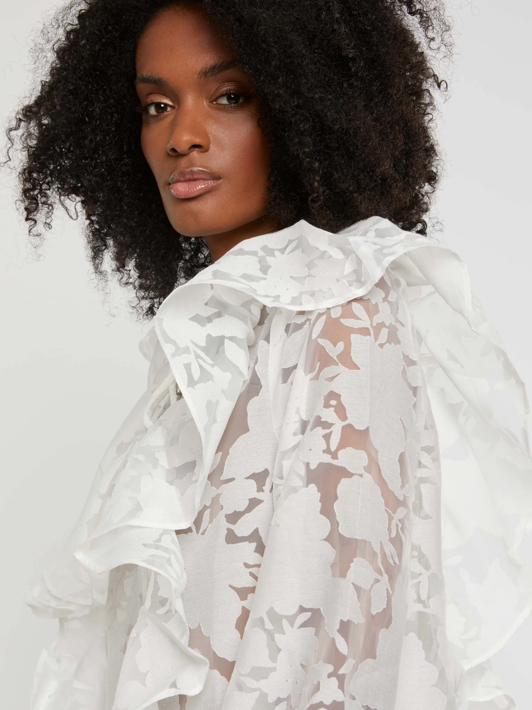 Women Paule Ka Tops>Ruffled Organza Blouse