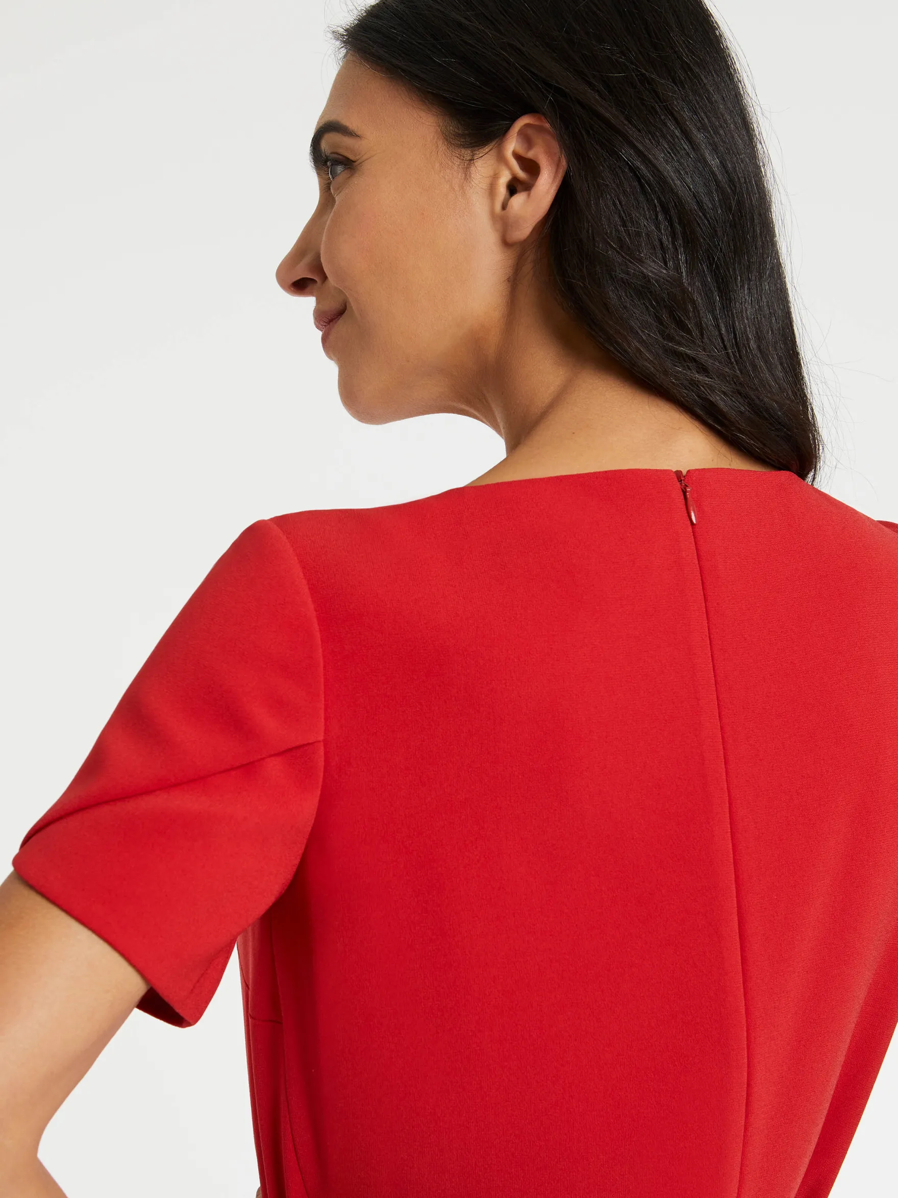 Women Paule Ka Dresses>Satin-Back Crepe Dress