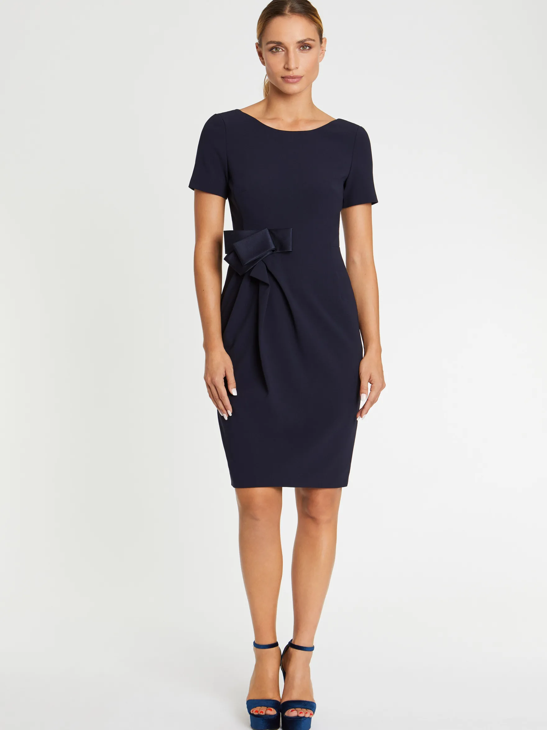 Women Paule Ka Dresses>Satin-Back Crepe Dress With Bow