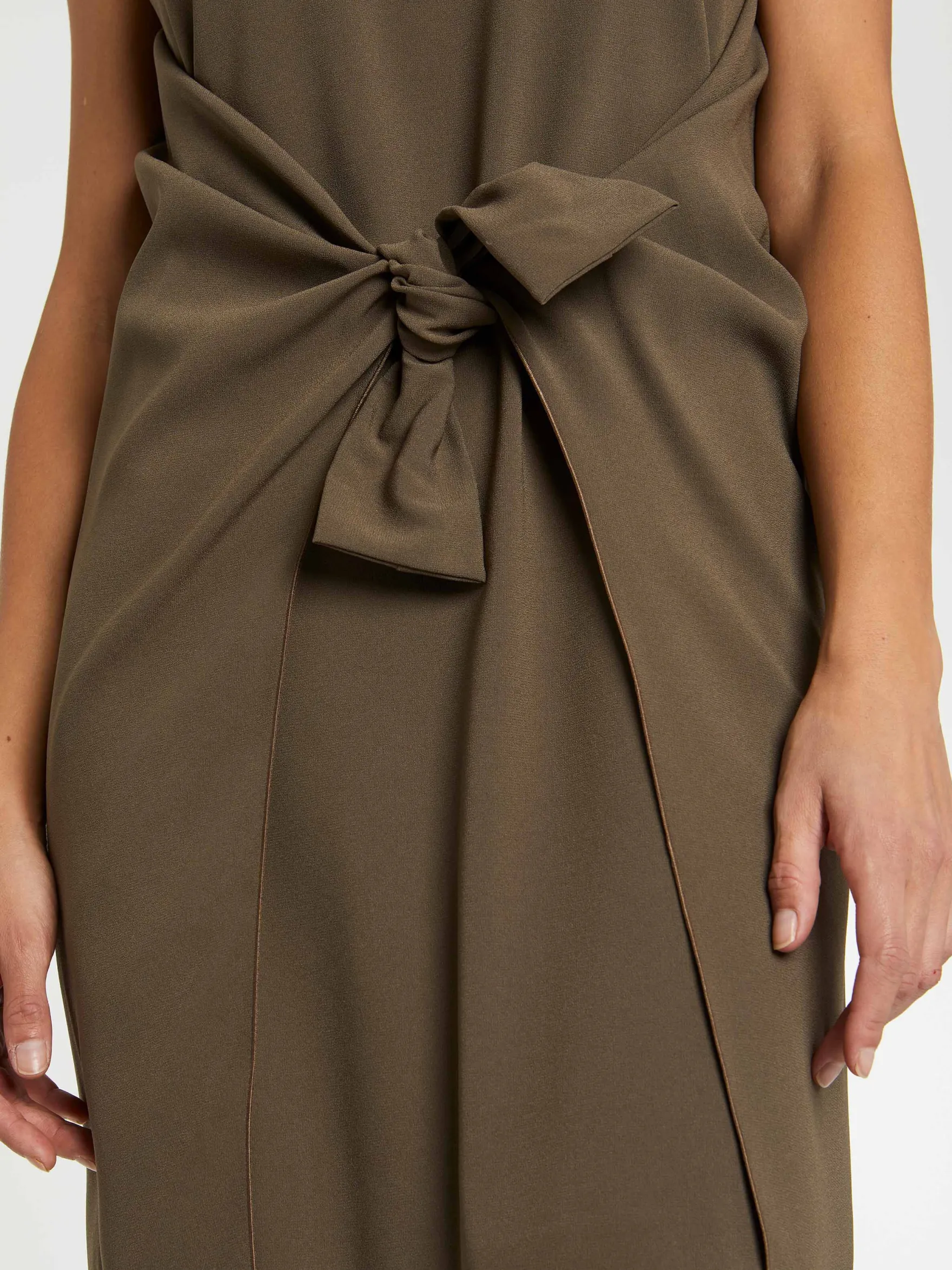 Women Paule Ka Dresses>Satin-Back Crepe Dress With Bow