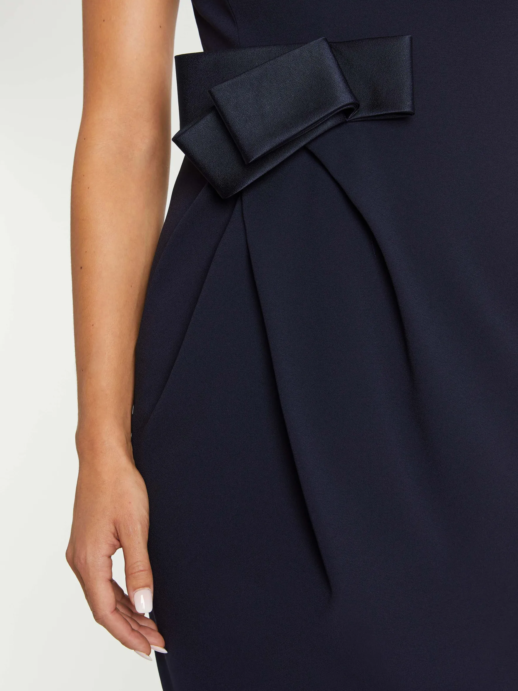 Women Paule Ka Dresses>Satin-Back Crepe Dress With Bow