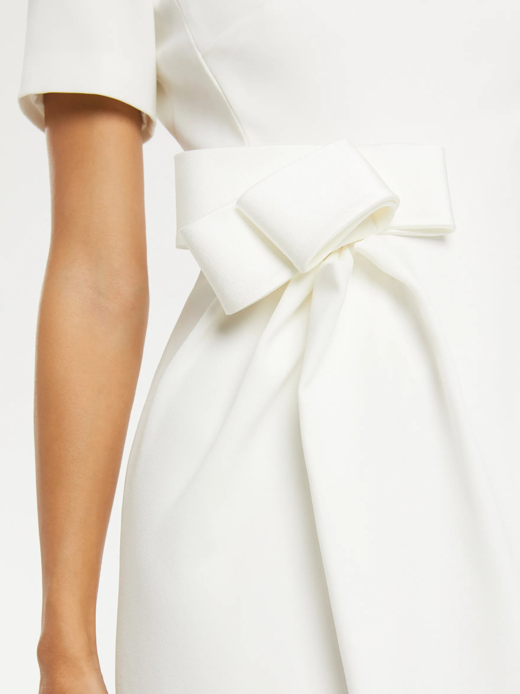 Women Paule Ka Dresses>Satin-Back Crepe Dress With Bow