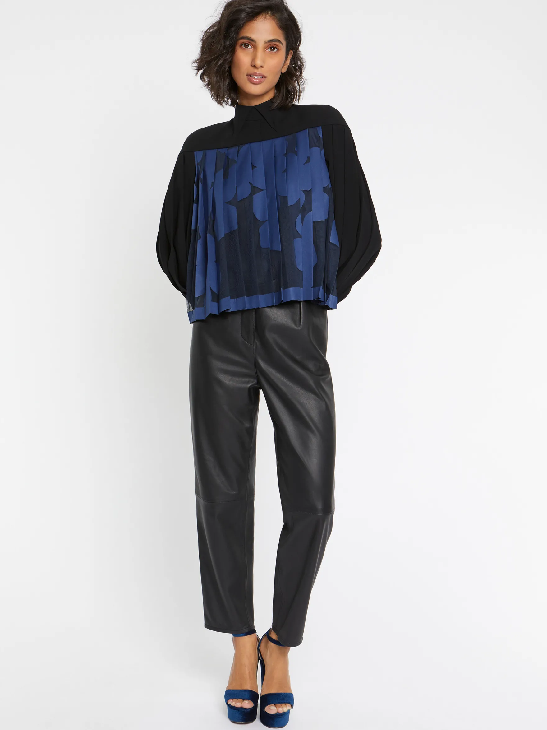 Women Paule Ka Tops>Satin-Back Crepe Top