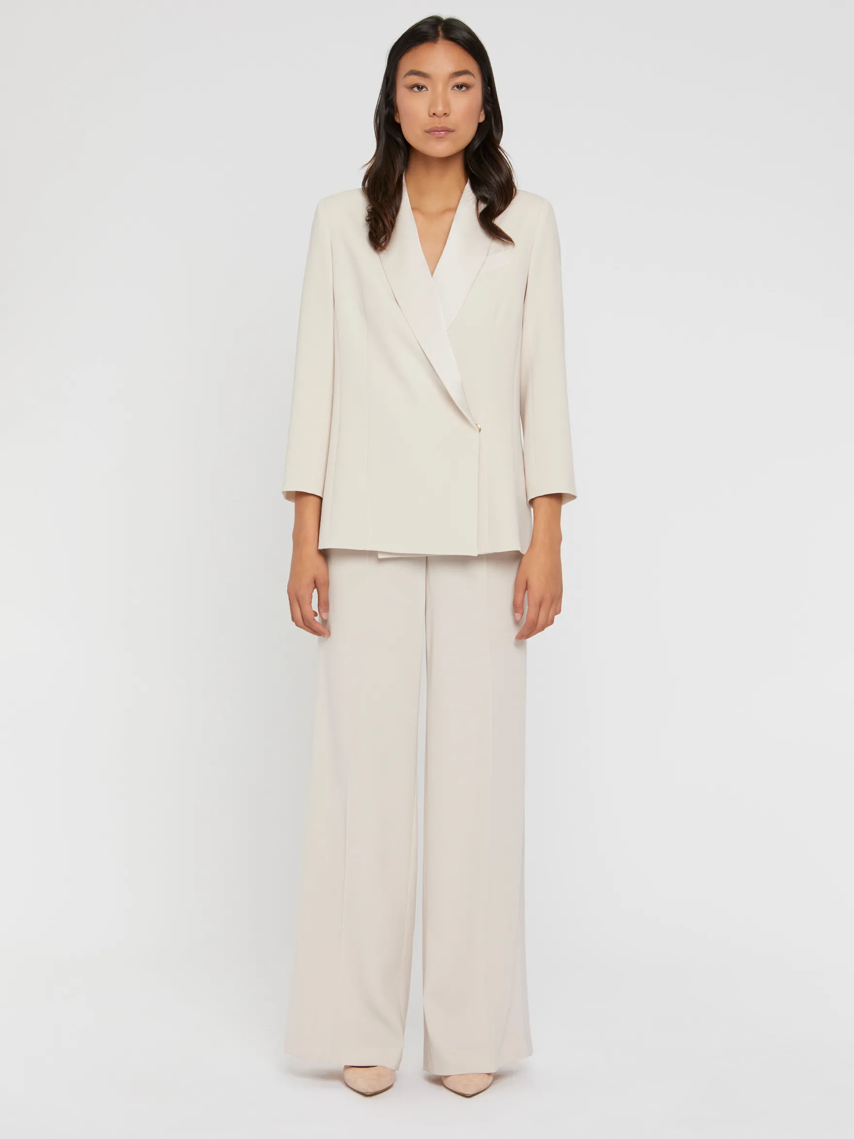 Women Paule Ka Jackets>Satin-Back Crepe Tuxedo Jacket