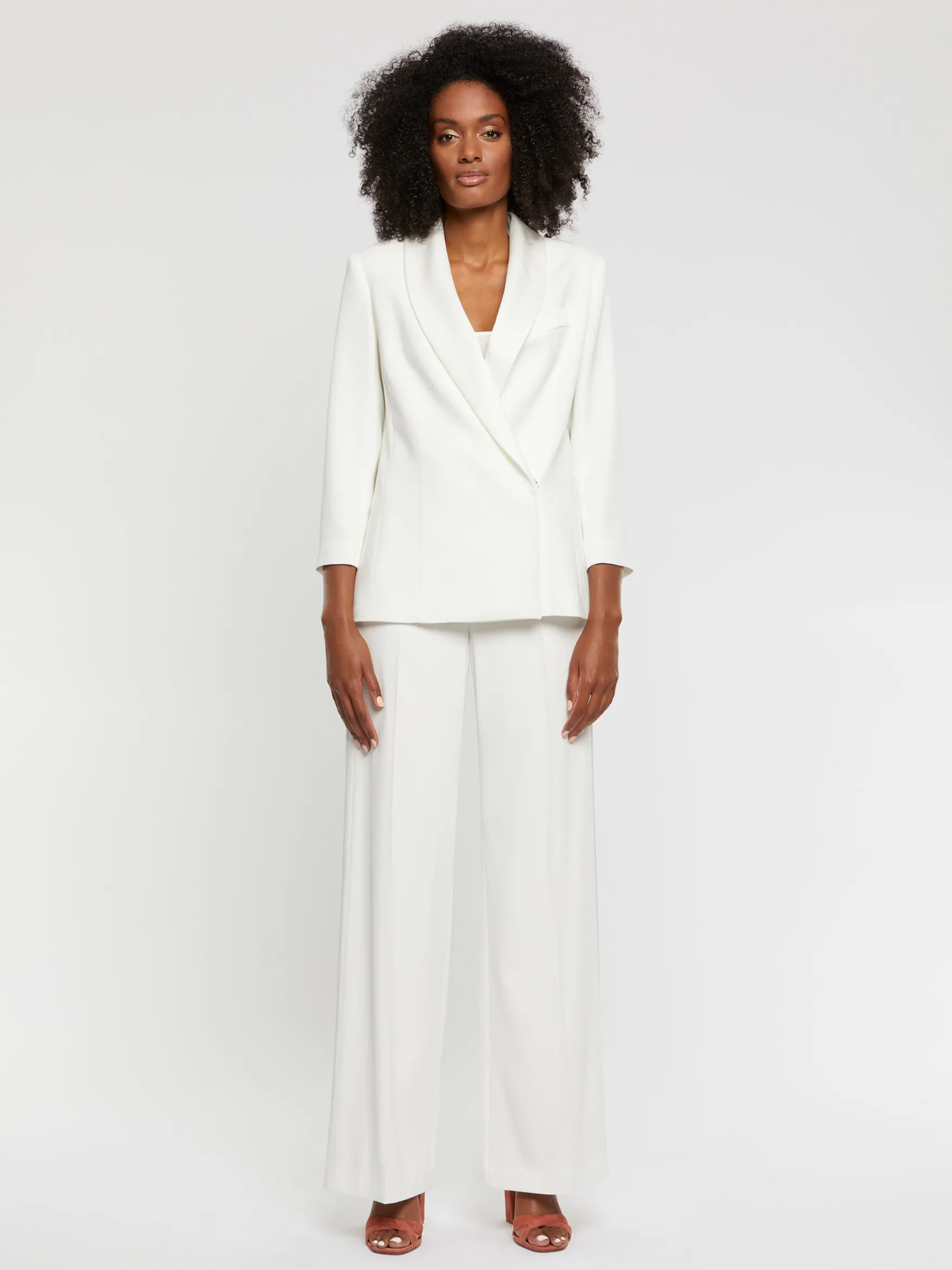 Women Paule Ka Jackets>Satin-Back Crepe Tuxedo Jacket