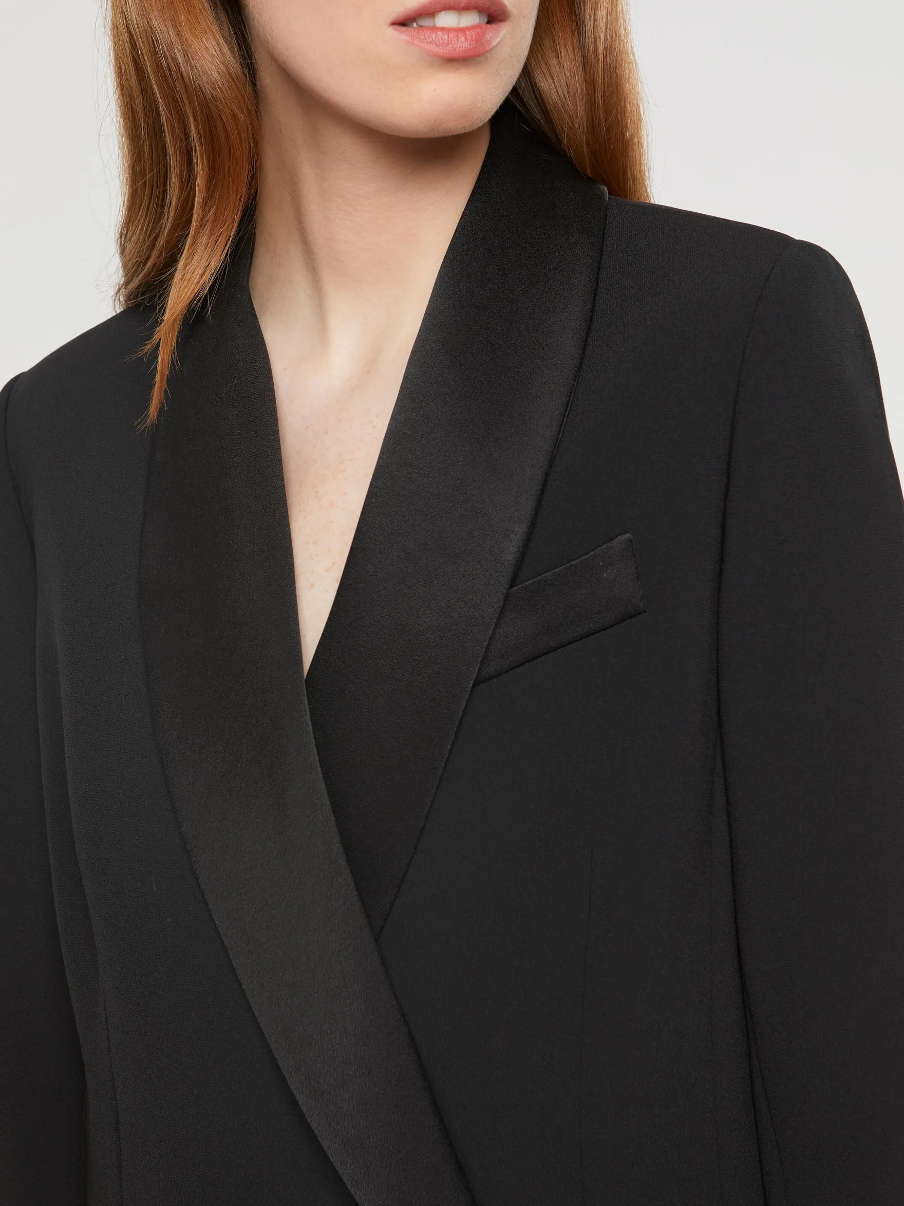 Women Paule Ka Jackets>Satin-Back Crepe Tuxedo Jacket