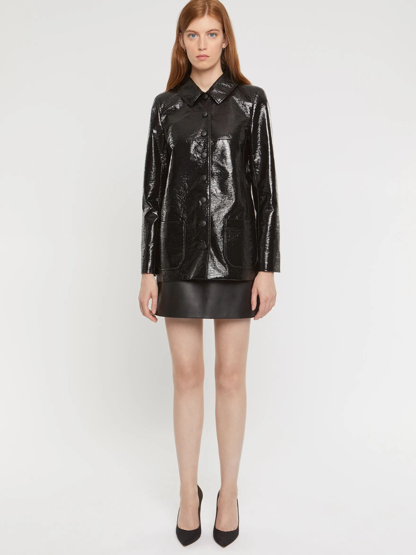 Women Paule Ka Coats>Short Cracked-Vinyl Coat